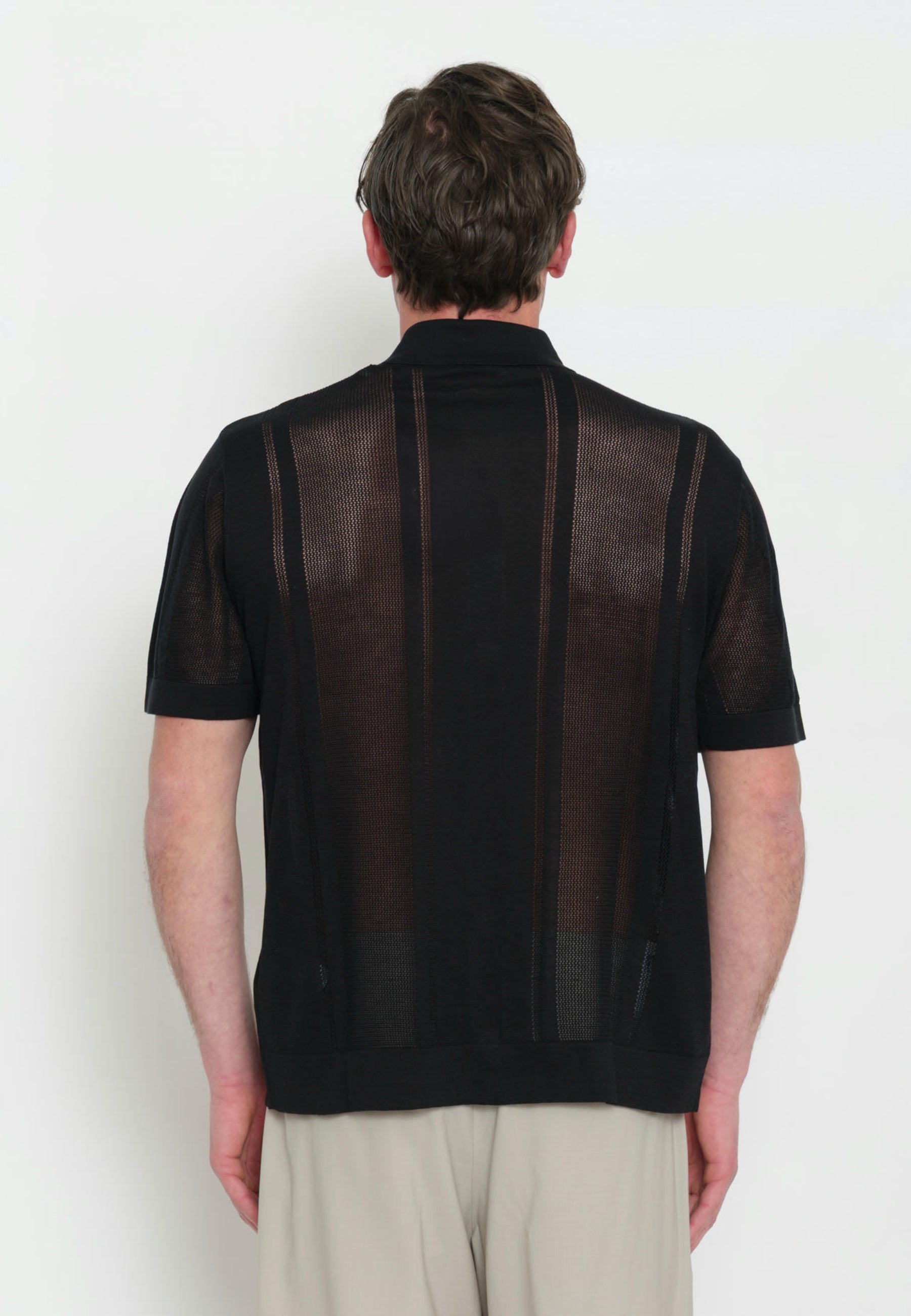 Paolo Pecora Camicia in maglia traforata seta e cotone