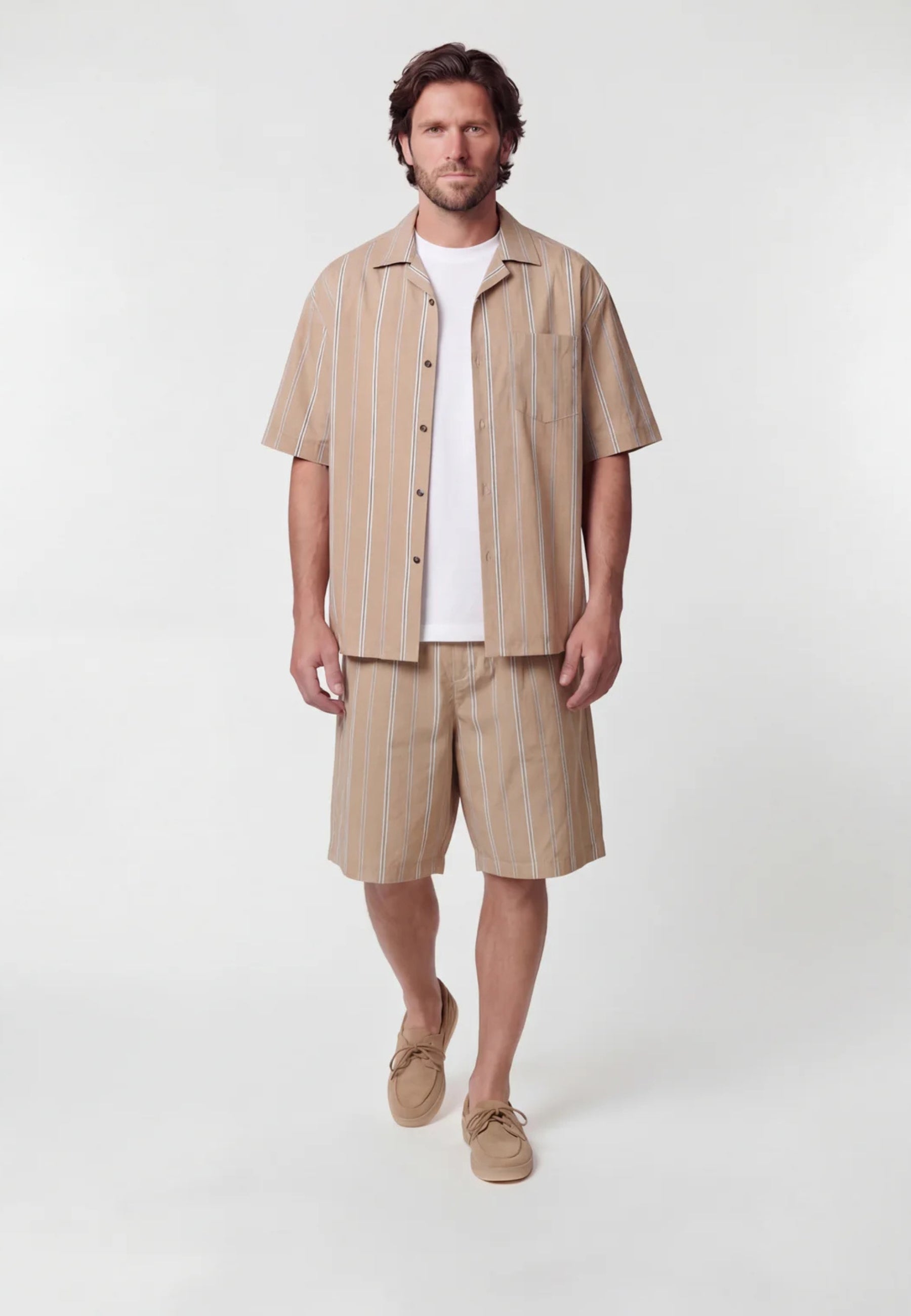 Paolo Pecora Bermuda in cotone a righe con coulisse
