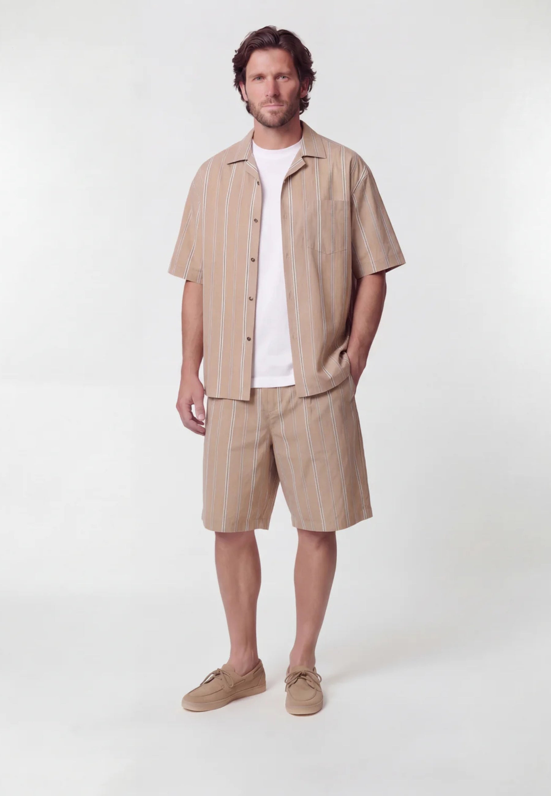 Paolo Pecora Bermuda in cotone a righe con coulisse