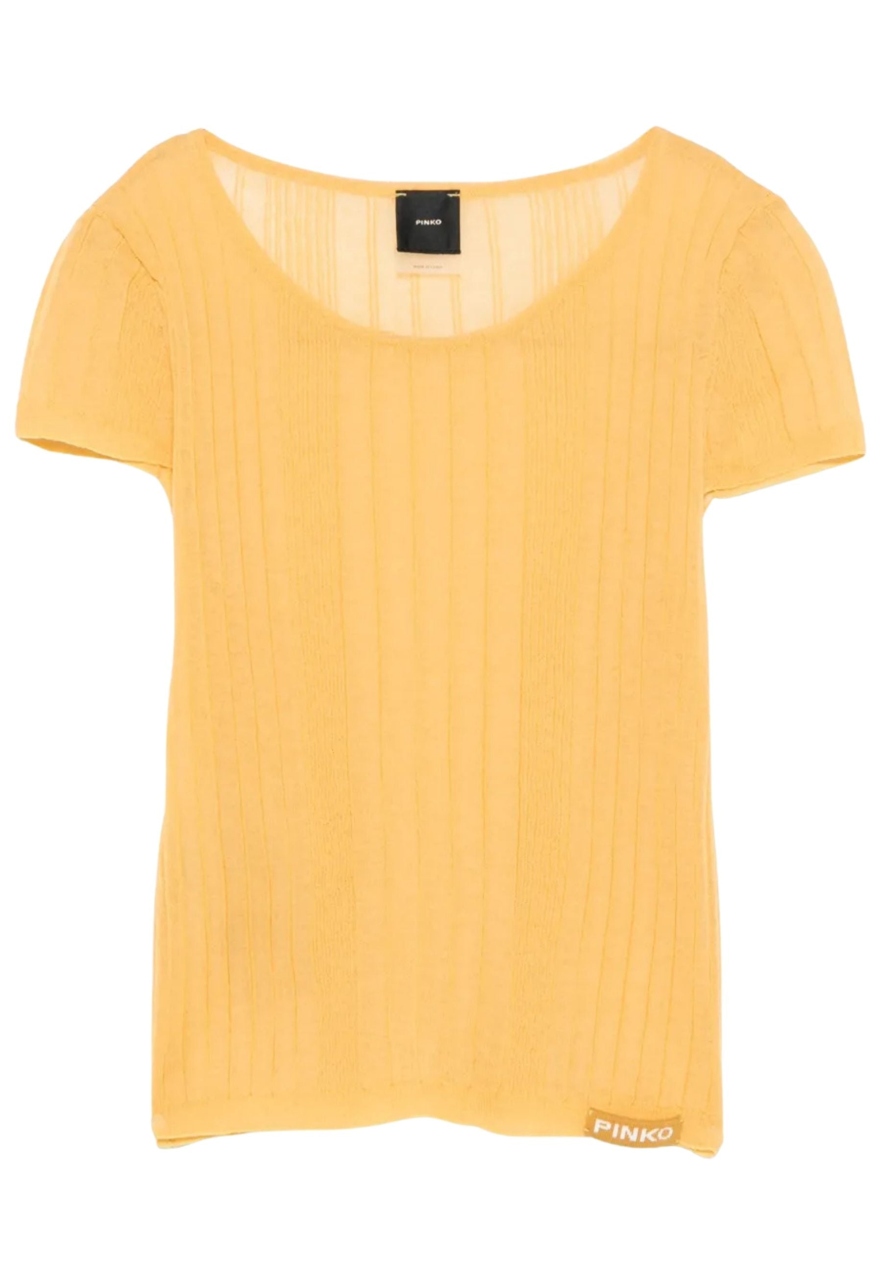 PINKO - T-shirt Donna in Maglia a Costine | Giallo Tramonto