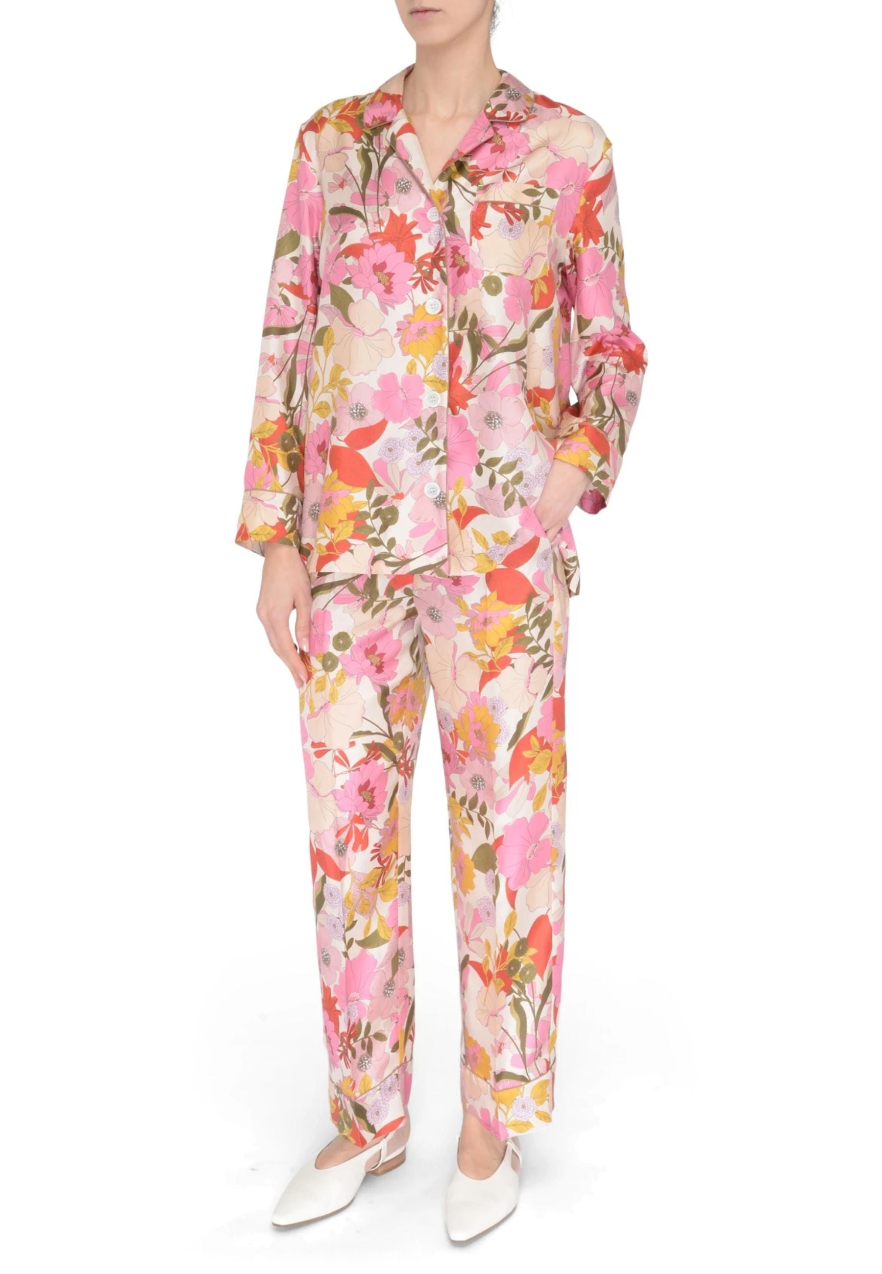 Pantalone Leda in twill di pura seta floreale - 'S Max Mara