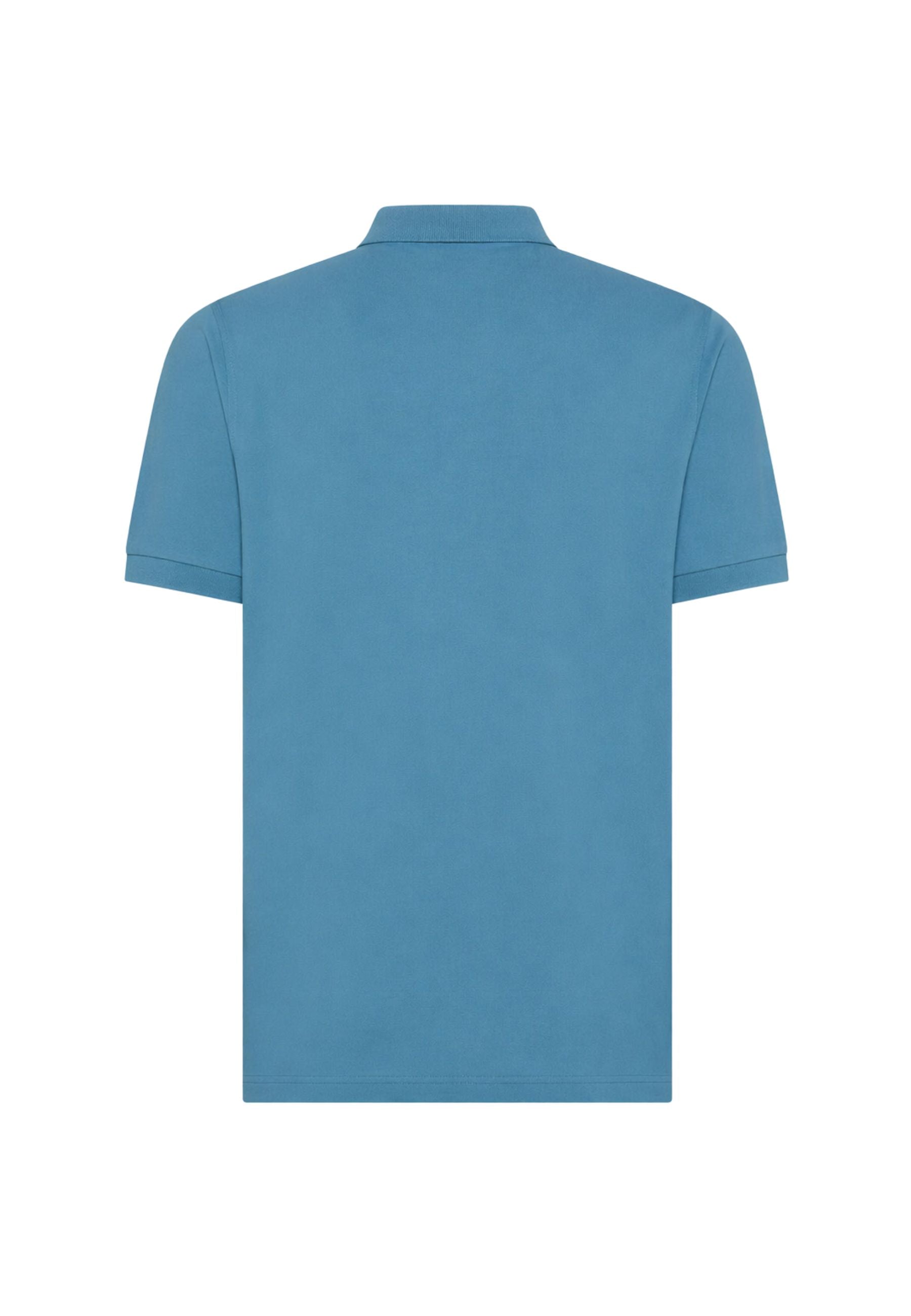 Polo in cotone blu avio con ricamo logo