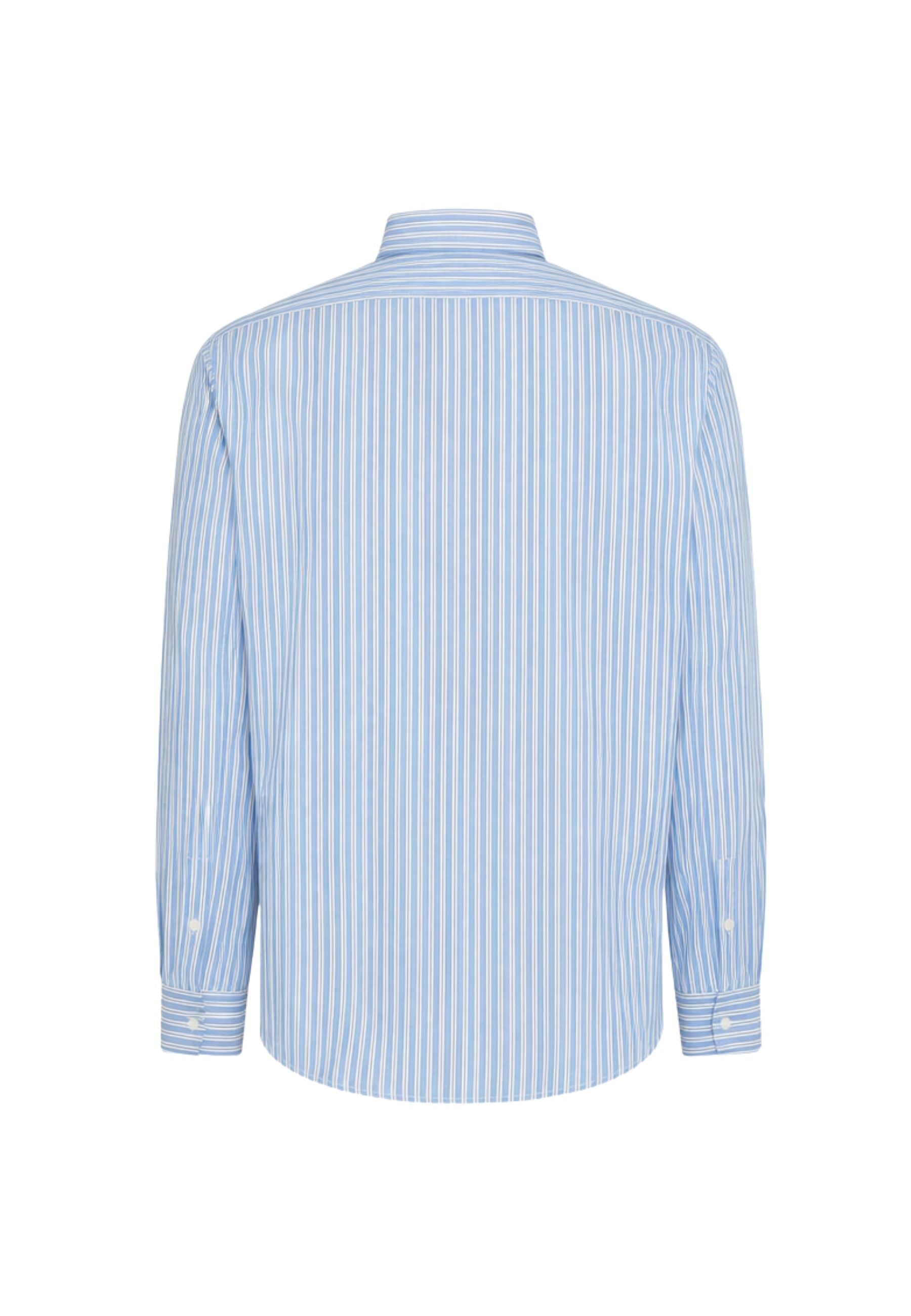 Camicia in lino a righe azzurro/bianco