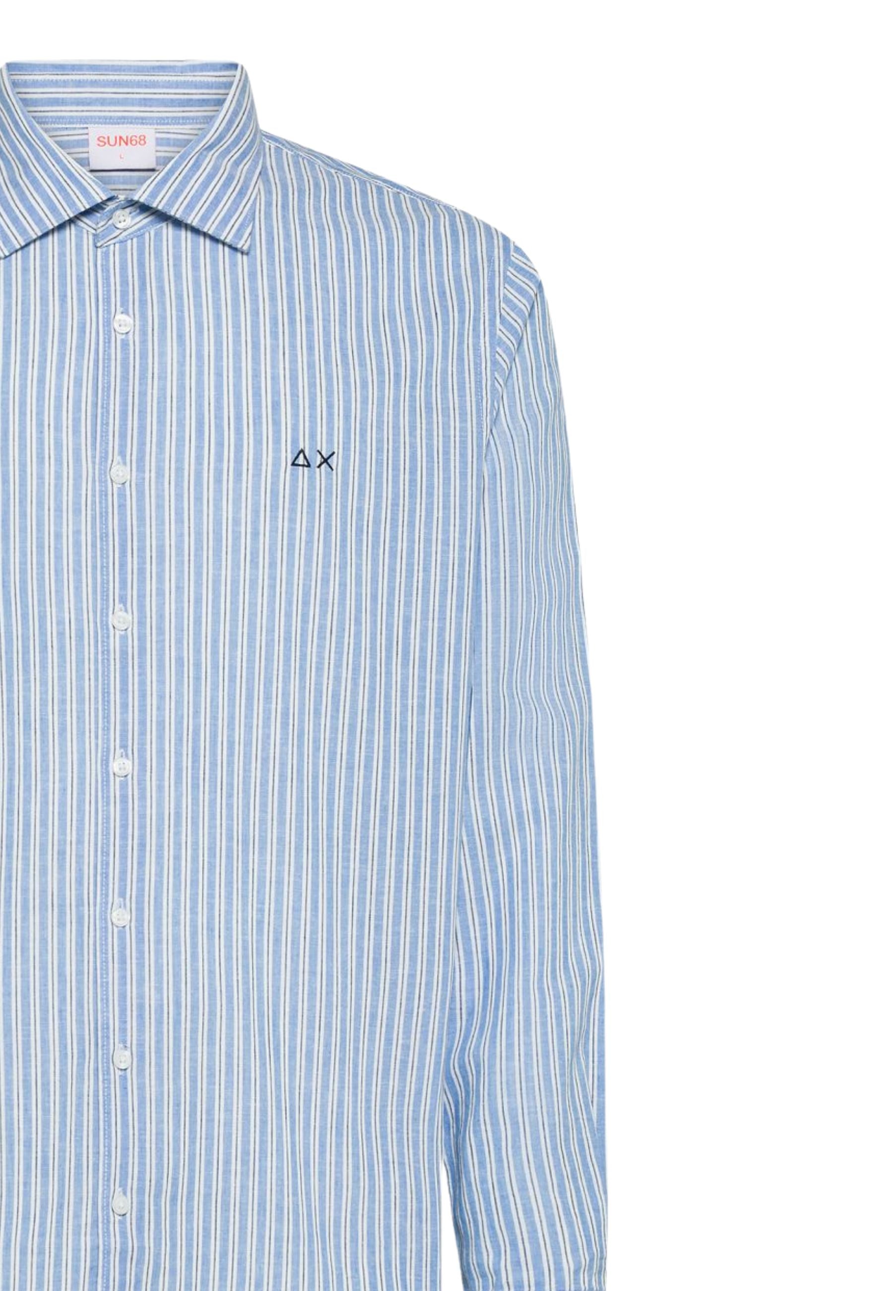 Camicia in lino a righe azzurro/bianco