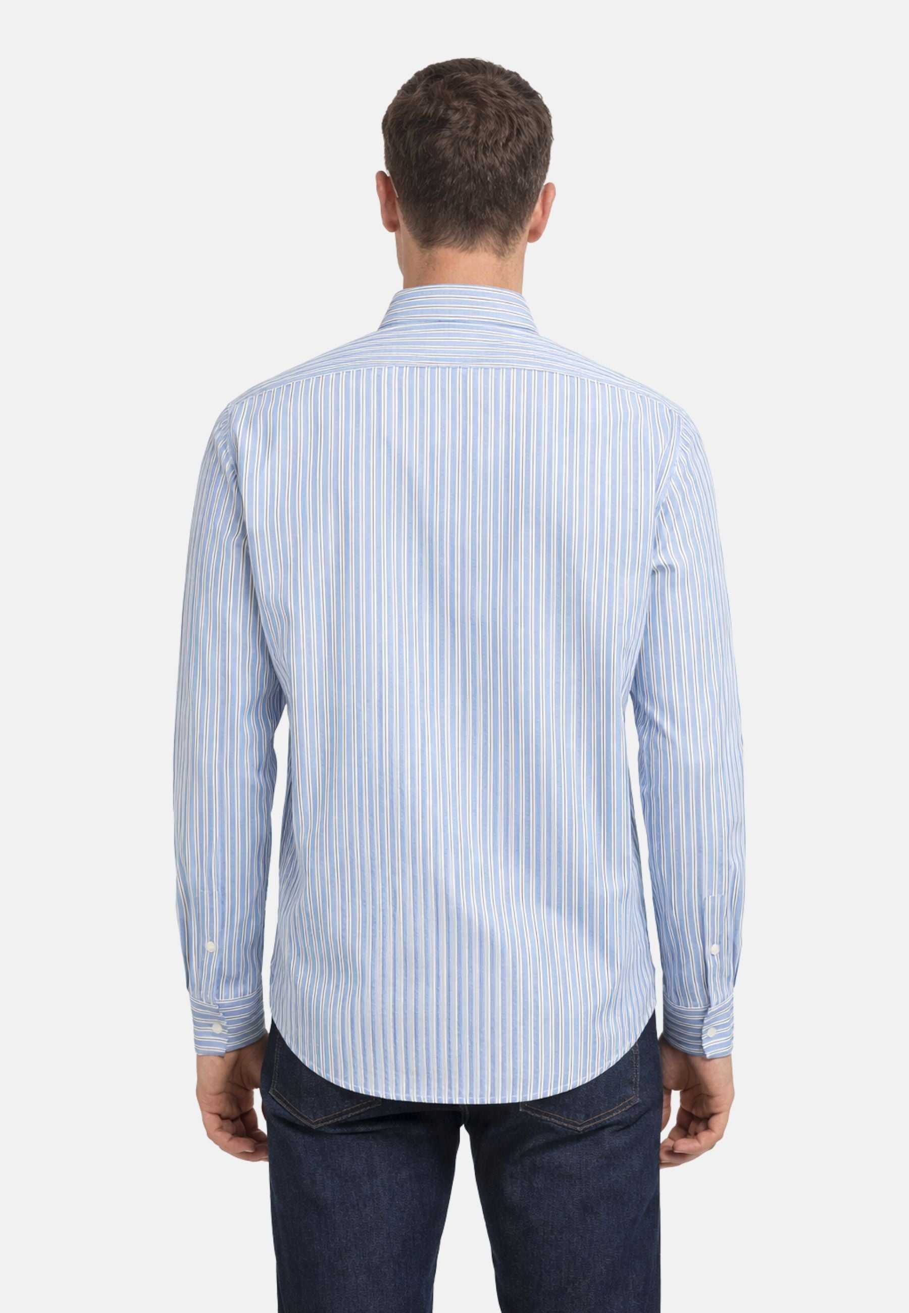 Camicia in lino a righe azzurro/bianco