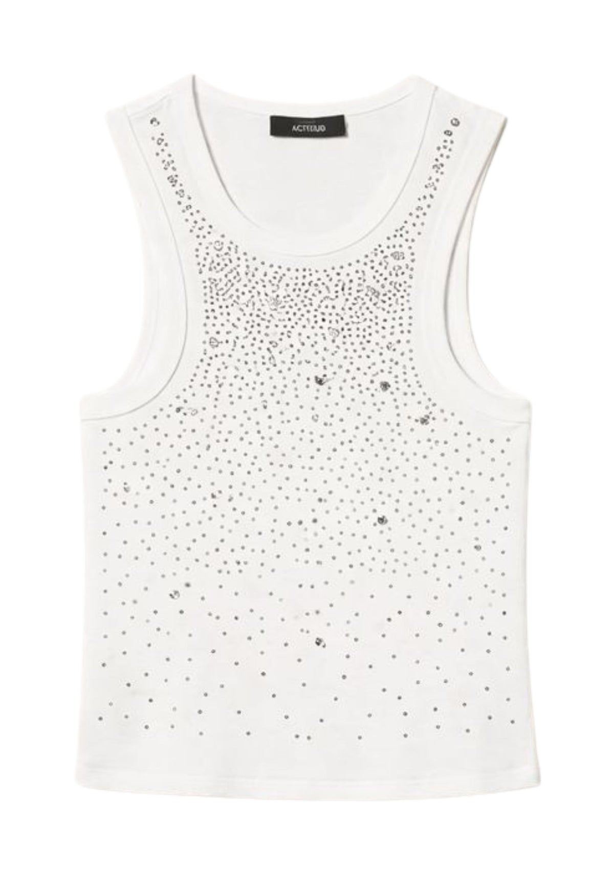 Top a costine con ricamo Actitude