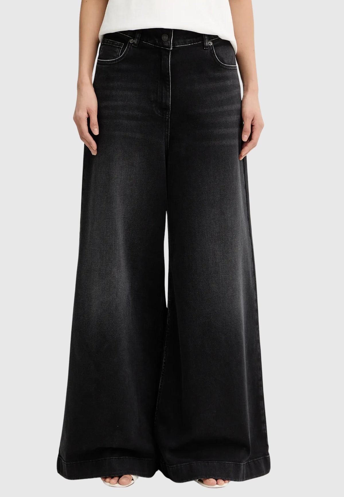 Jeans Wide Leg Donna - Nero