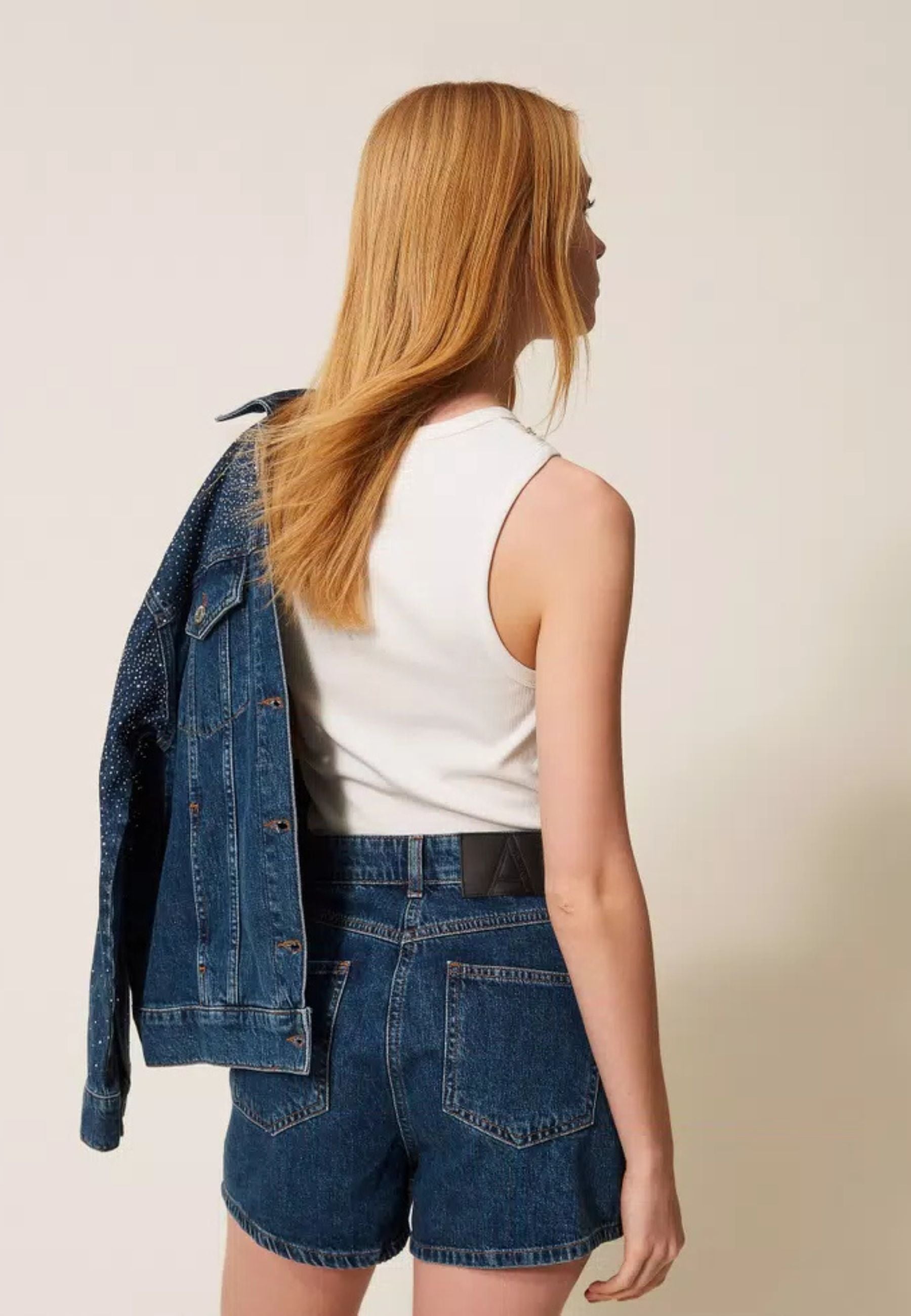 Shorts Denim Actitude con Strass Dégradé Donna