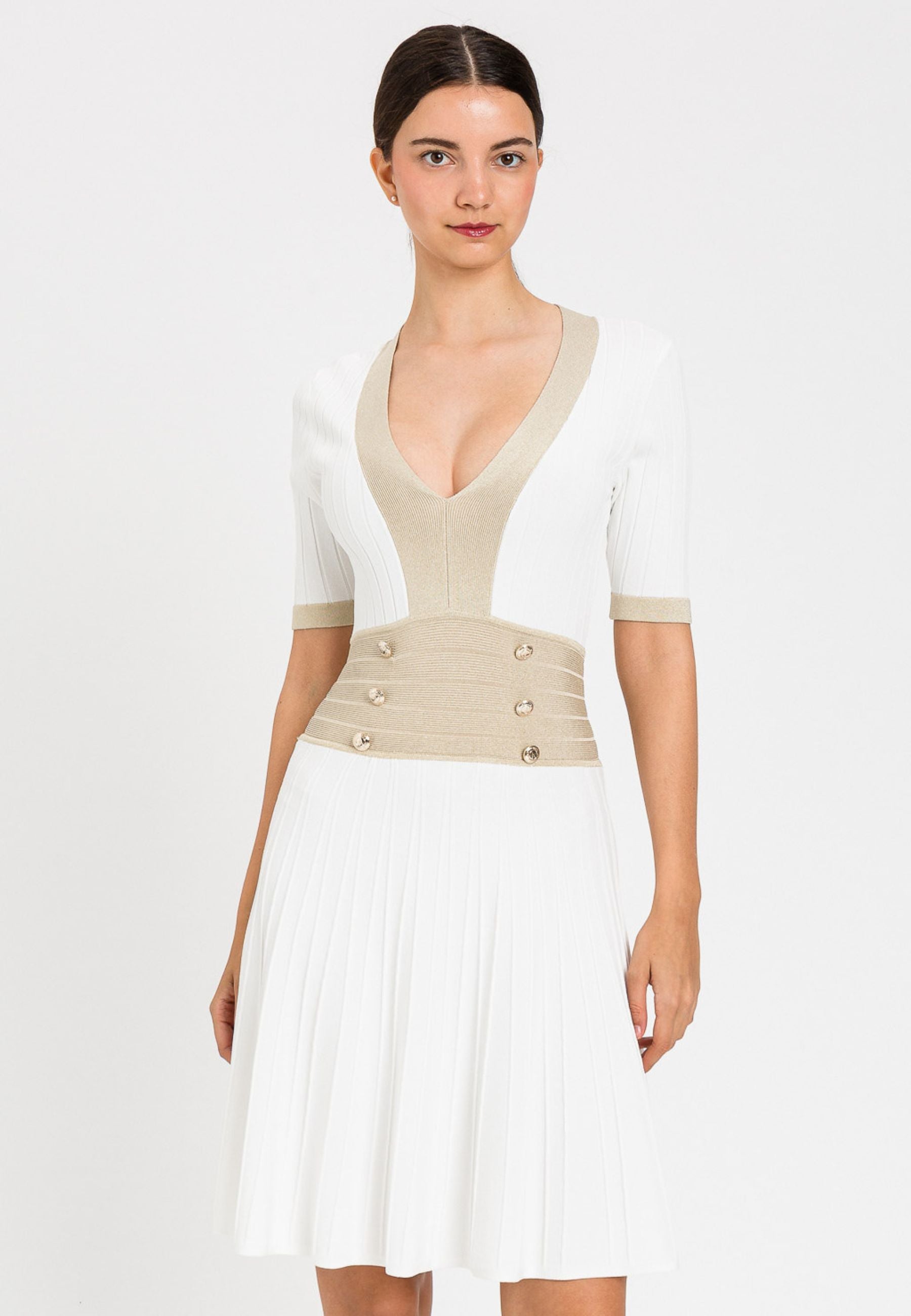 Abito bianco in maglia con lurex
