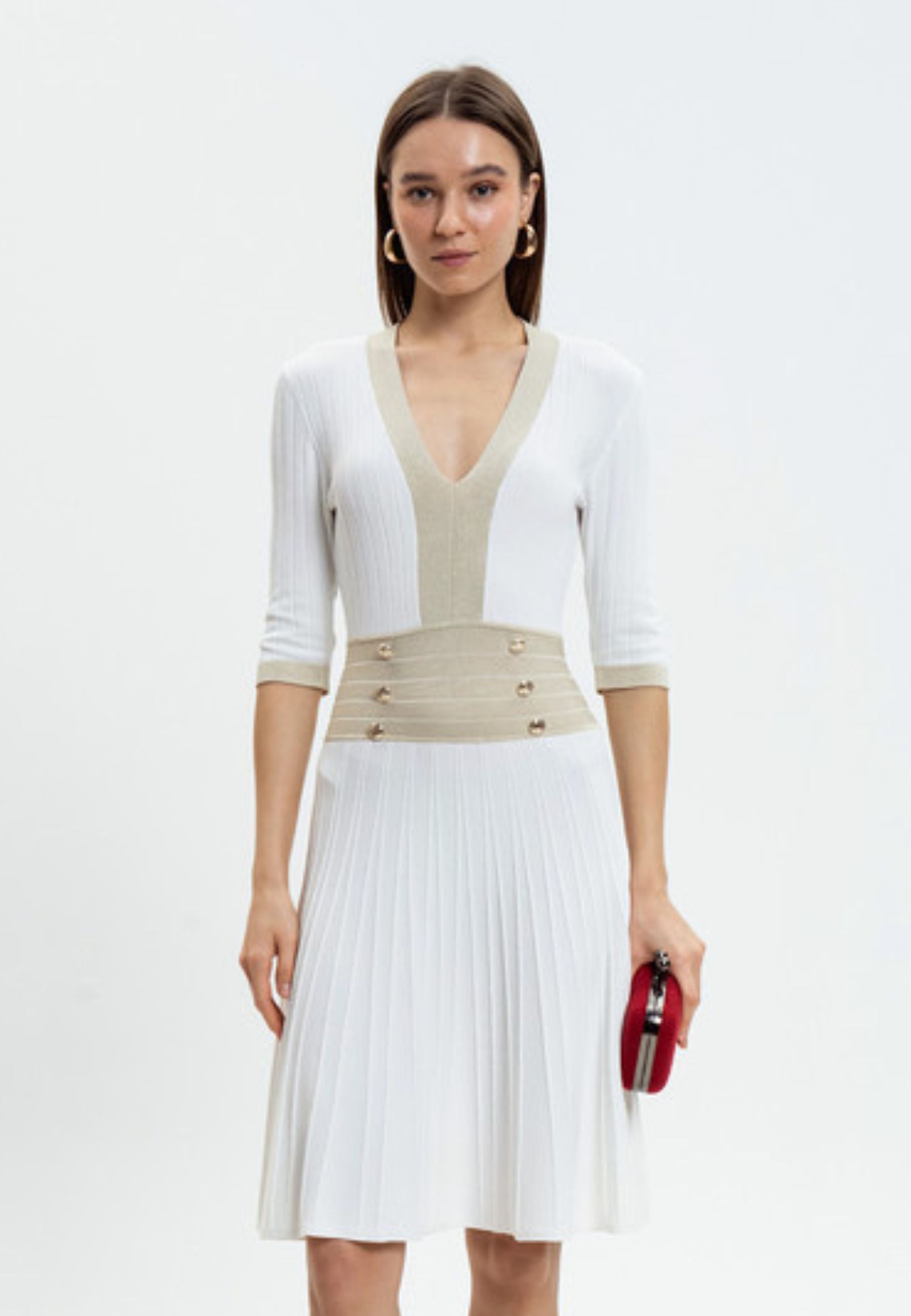 Abito bianco in maglia con lurex