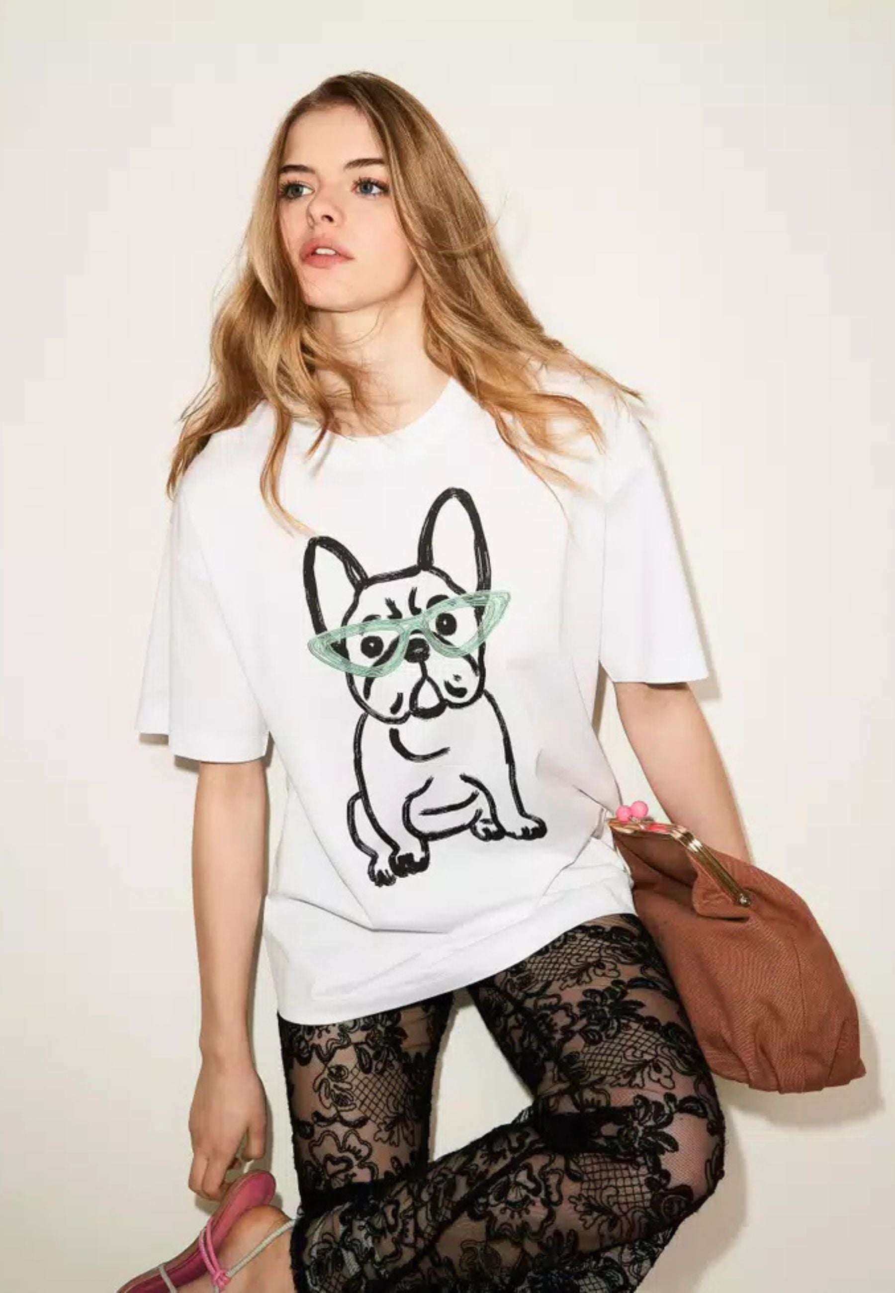 T-shirt Over Twinset Actitude x Myfo - stampa "Papers Bulldog"