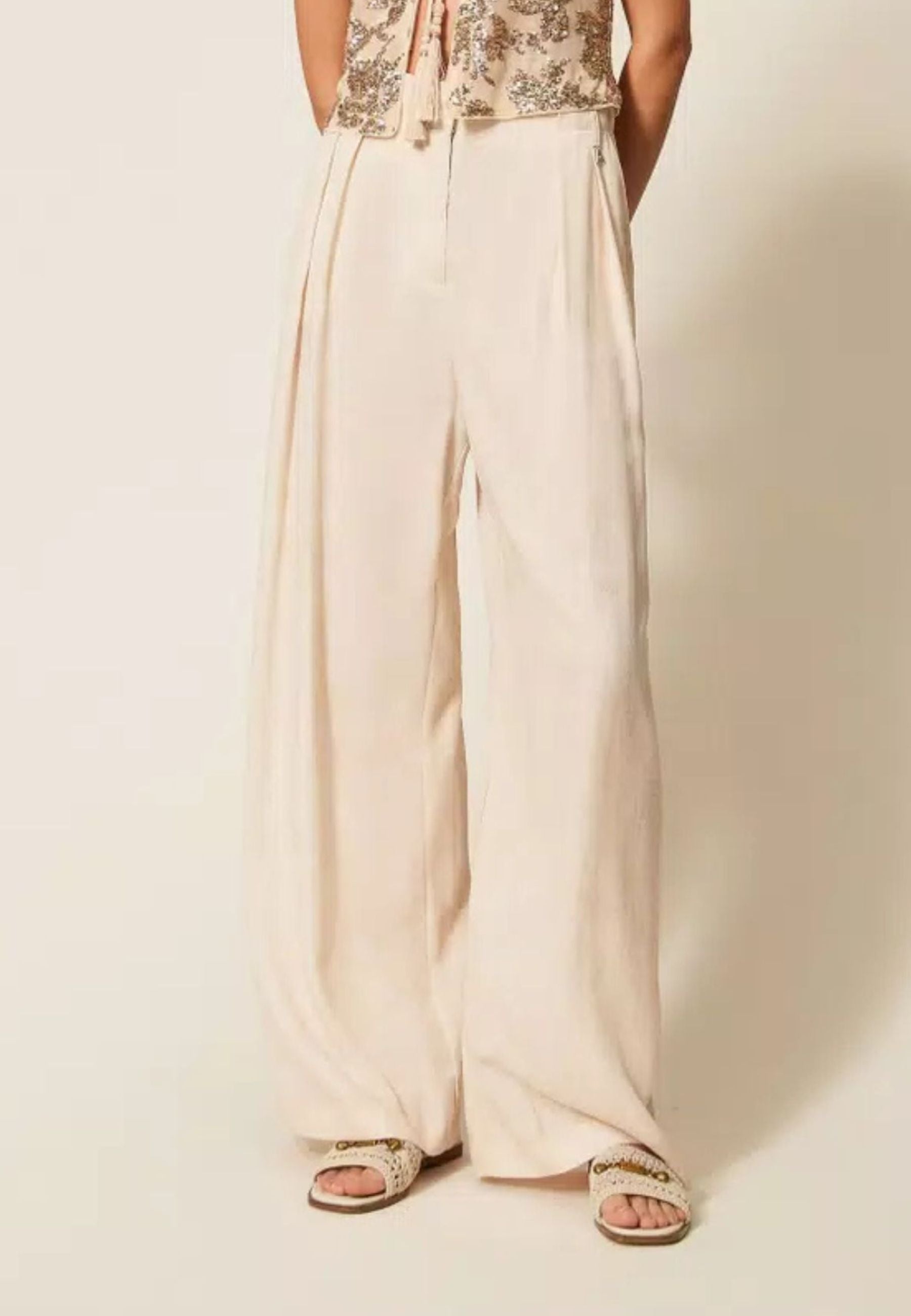 Actitude Pantaloni Palazzo in TENCEL™ con Stampa Dégradé - Beige