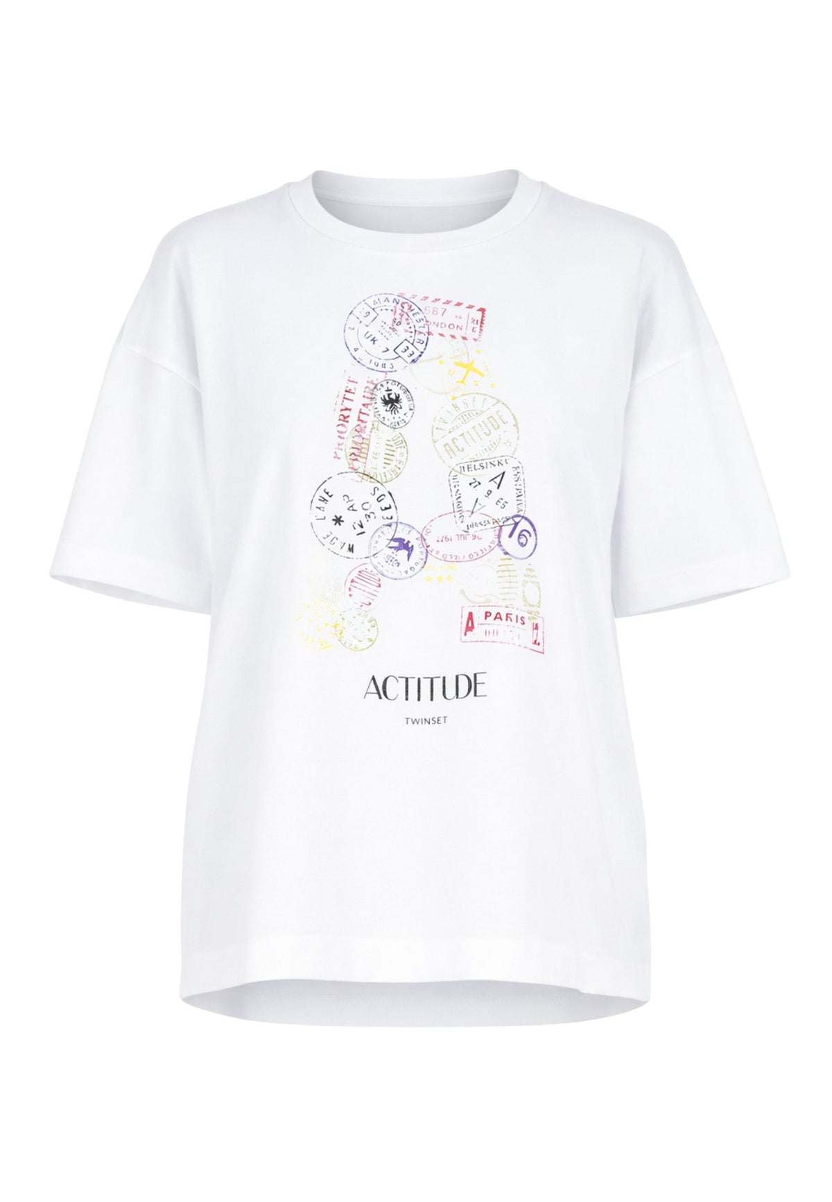 Twinset Actitude T-shirt con Stampa Passport - Bianco