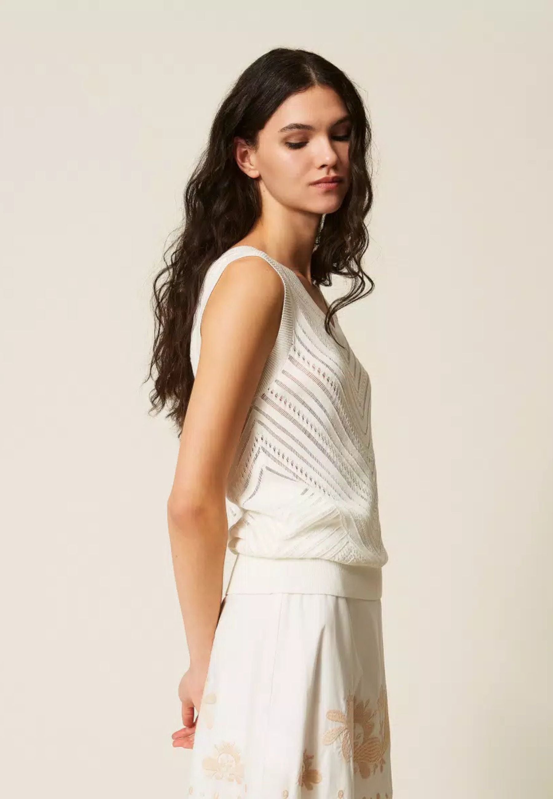 Actitude Top in Maglia Chevron in Misto Viscosa