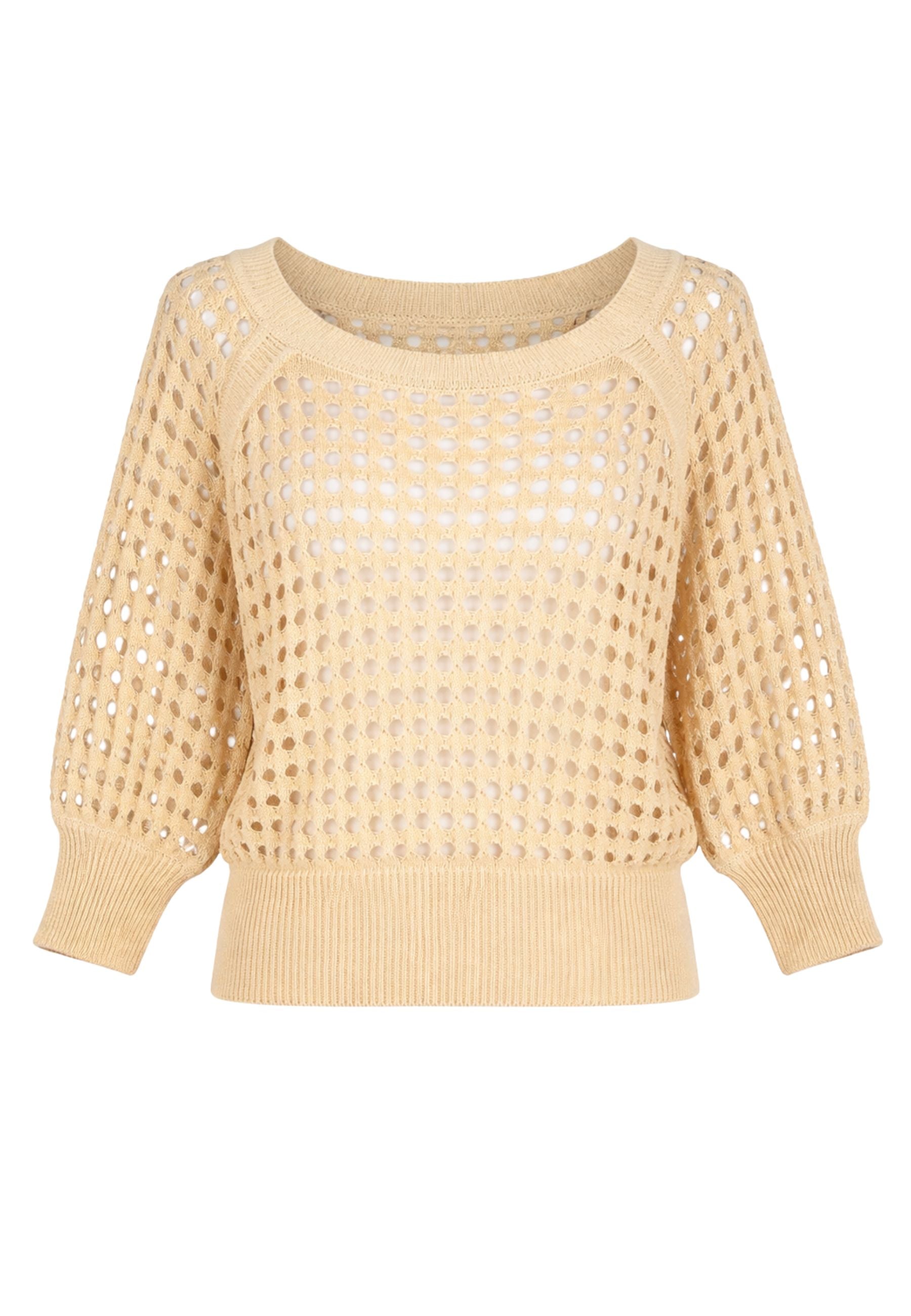 Twinset Maglia Traforata in Cotone Blend - Giallo Chiaro