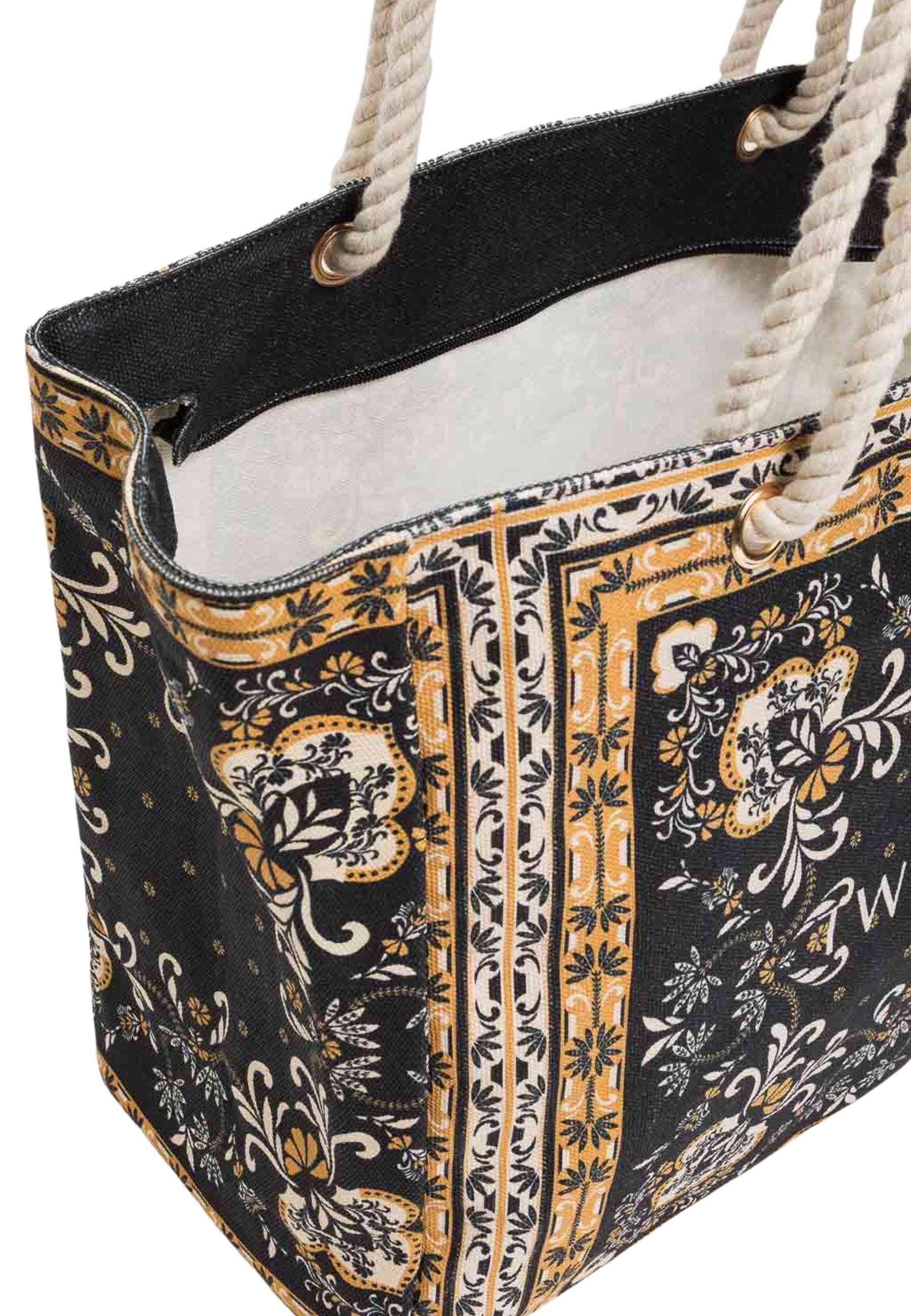 Borsa Shopper in Canvas con Stampa Foulard