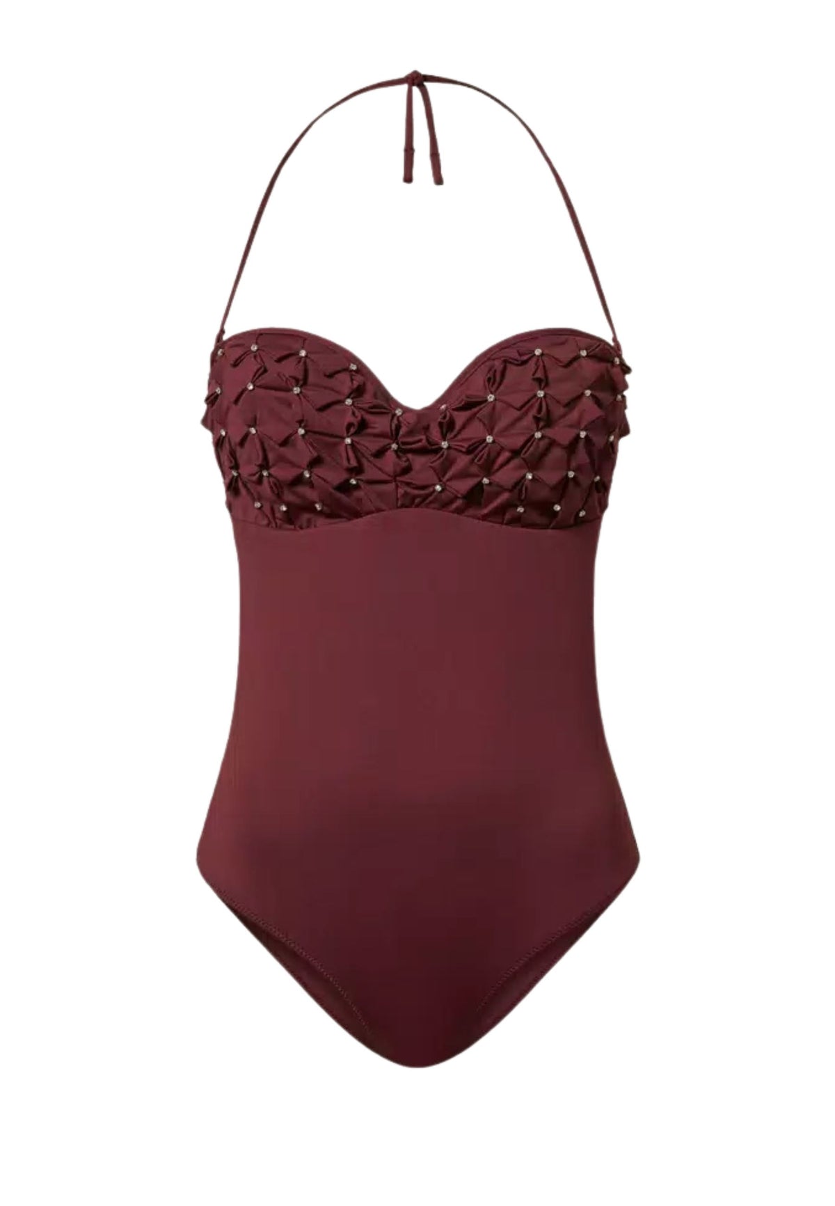 Twinset Costume Intero Origami con Strass Bordeaux