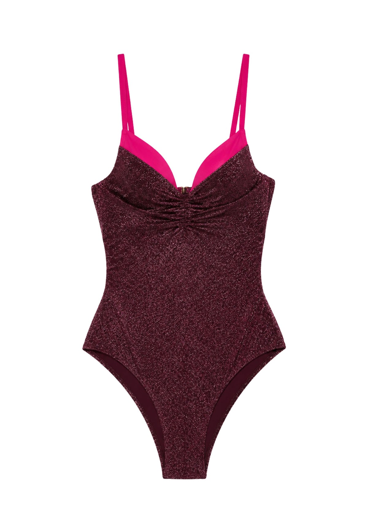 Costume intero nero glitter con scollo a cuore