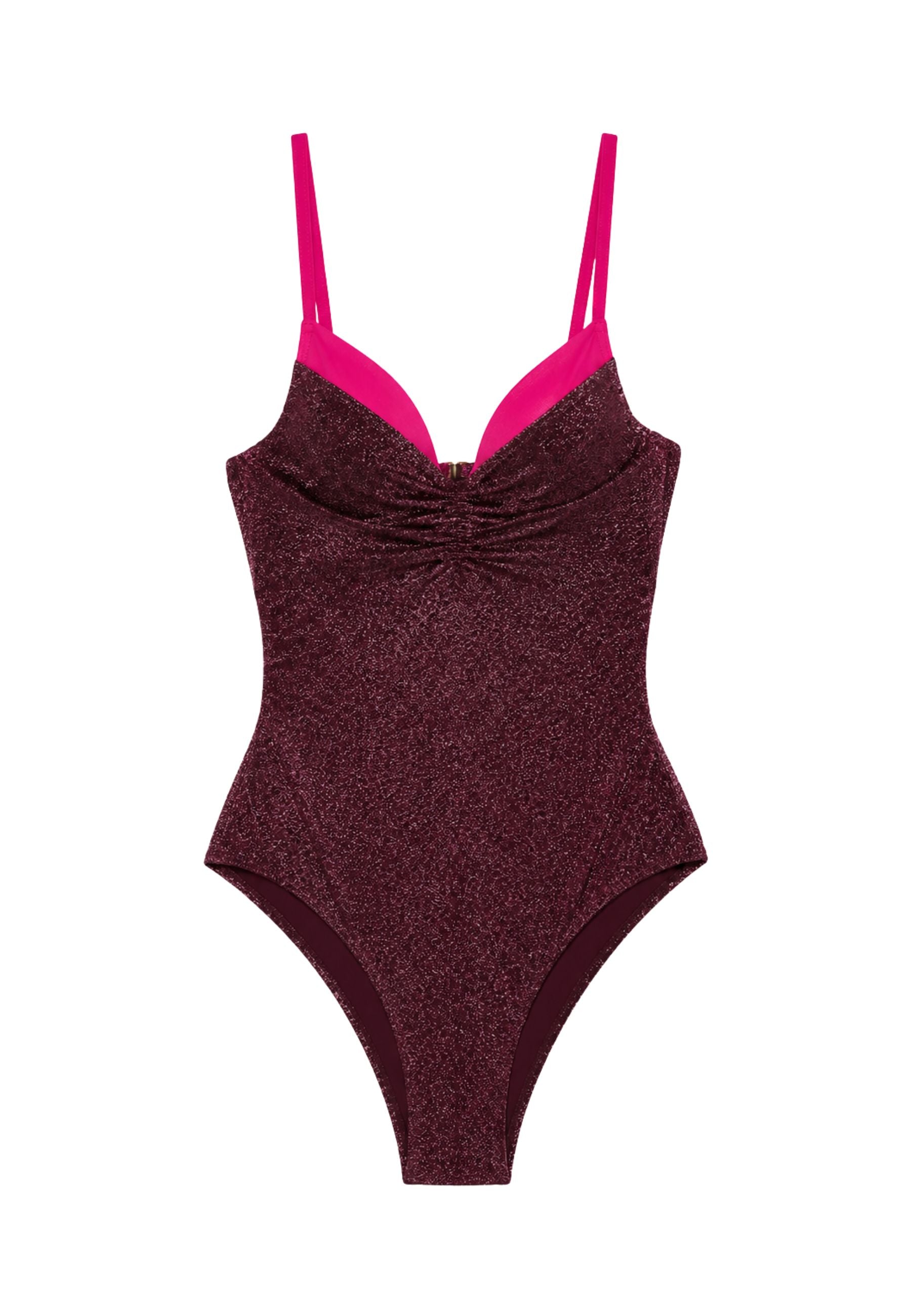 Costume intero nero glitter con scollo a cuore