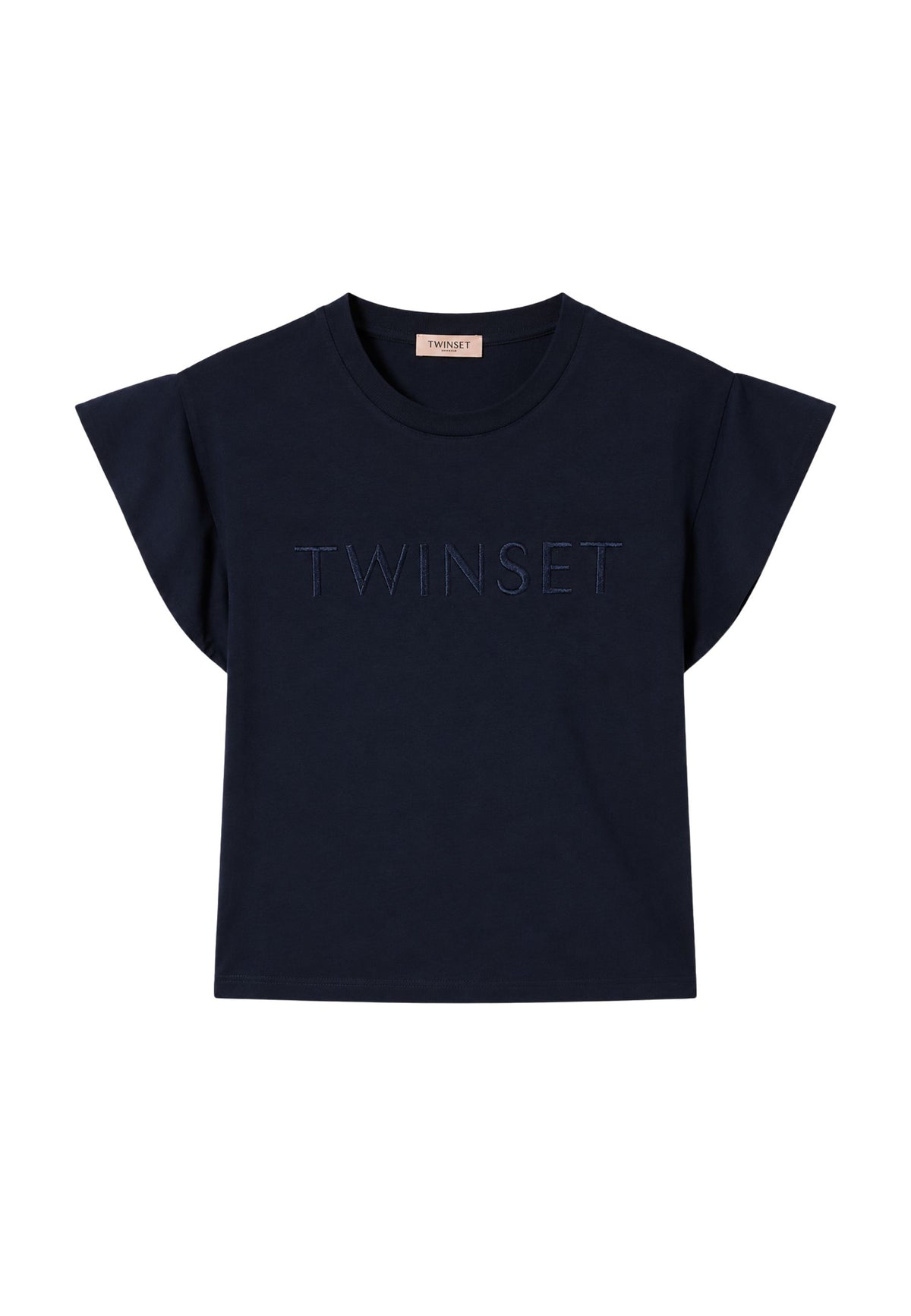 T-shirt Twinset Blu Navy con Logo Ricamato