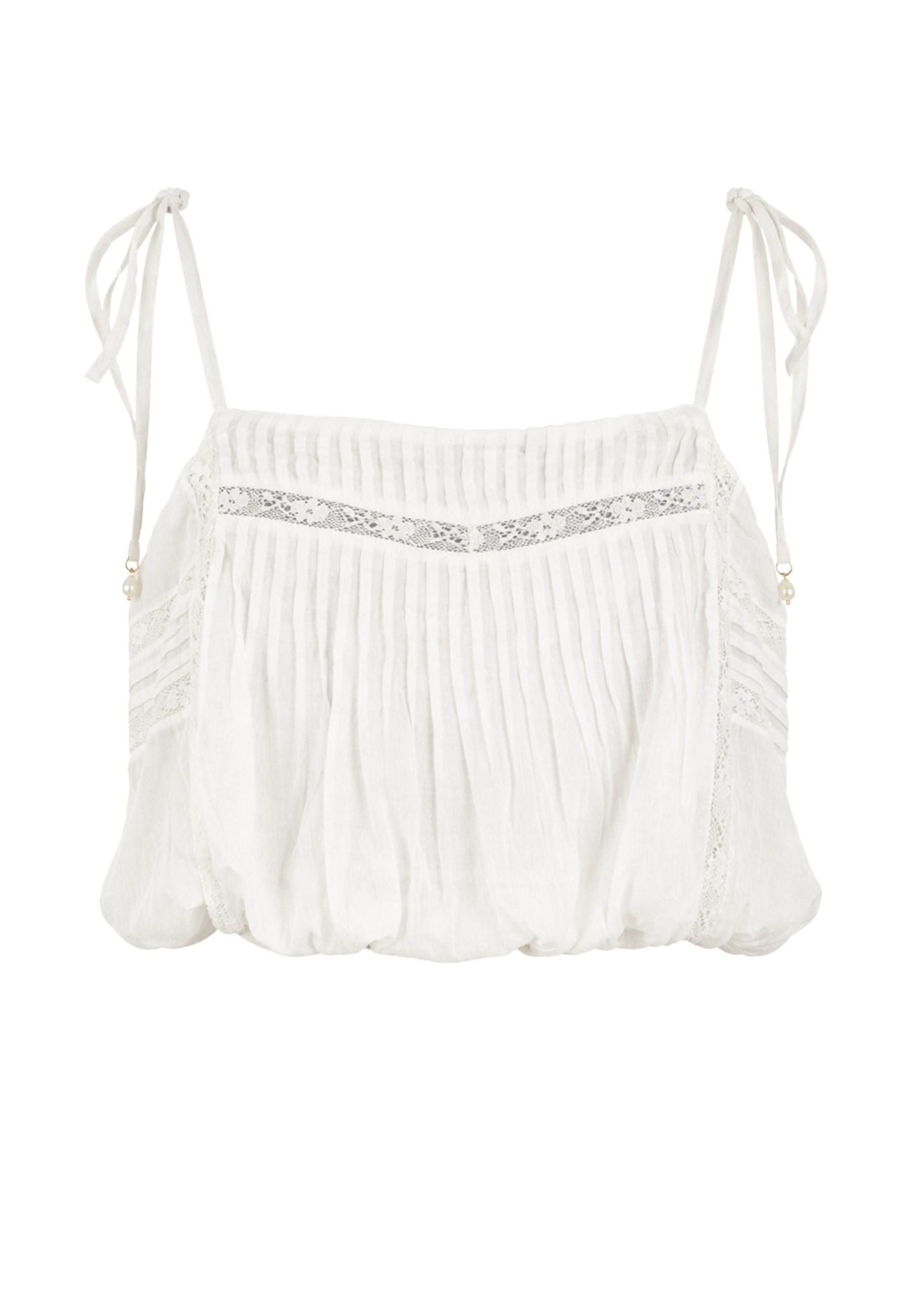 Top Twinset U&B in cotone con inserti in pizzo