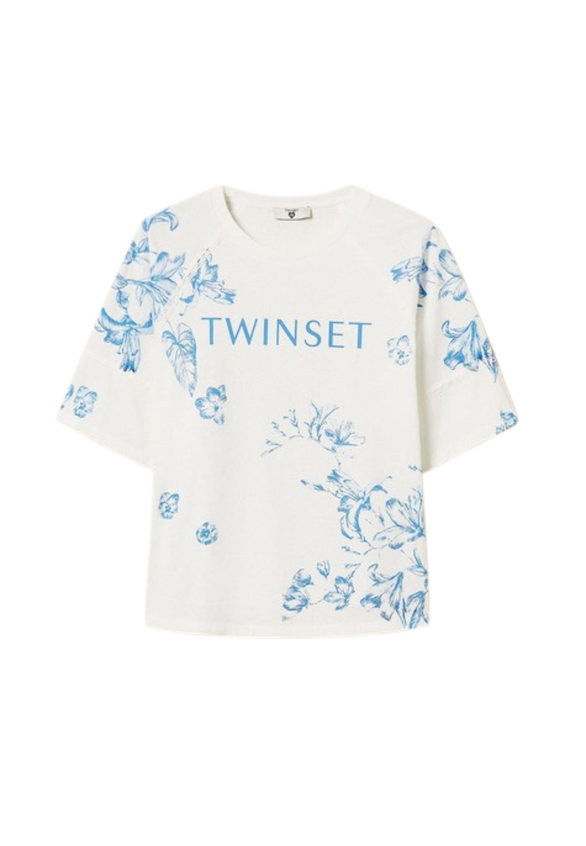 Twinset T-Shirt Toile de Jouy con Logo Lettering