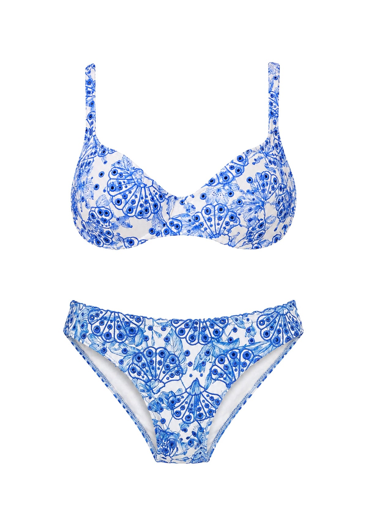 Bikini Twinset con Ferretto e Ricamo Sangallo Toile de Jouy