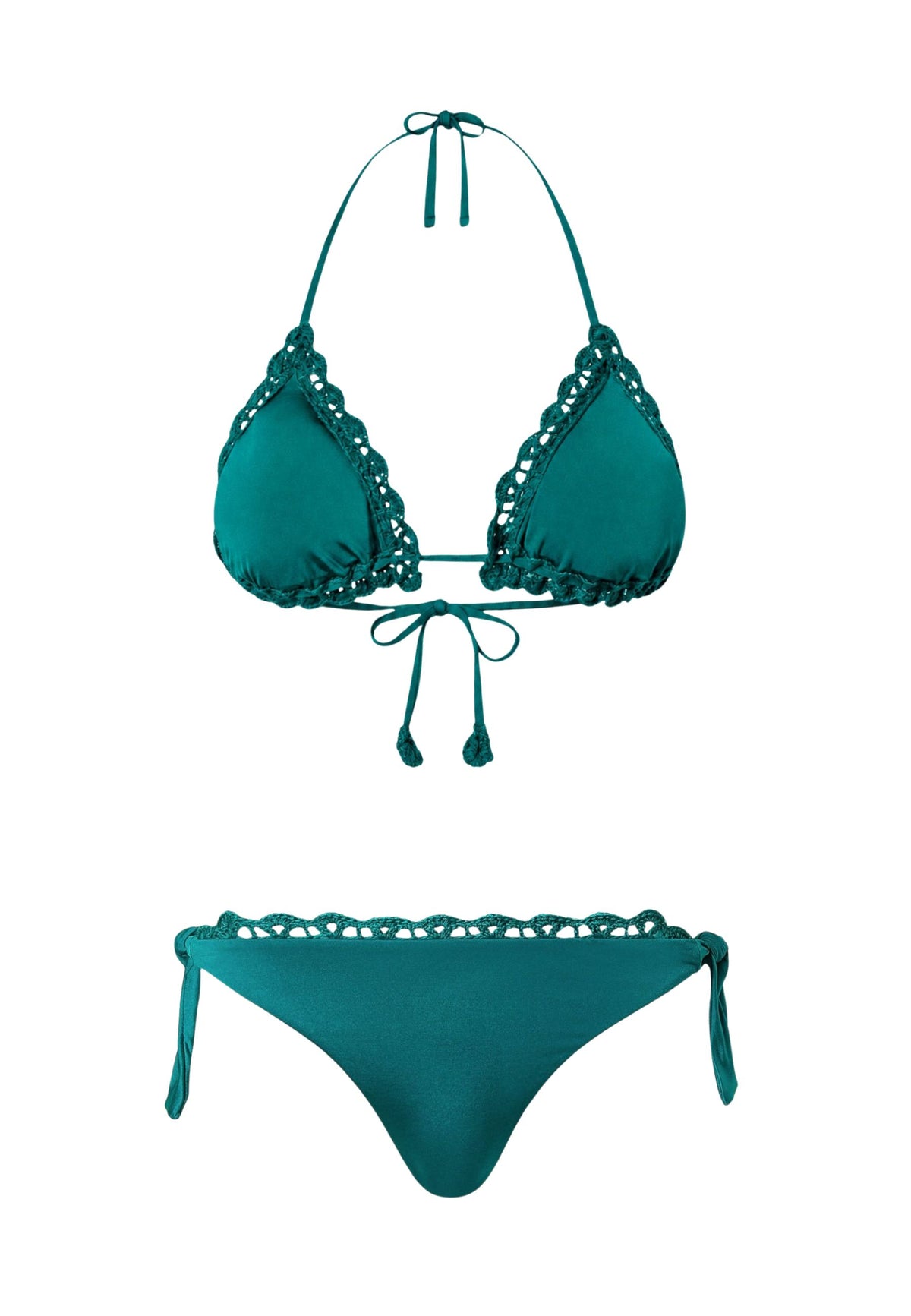 Bikini triangolo con crochet e tanga coordinato