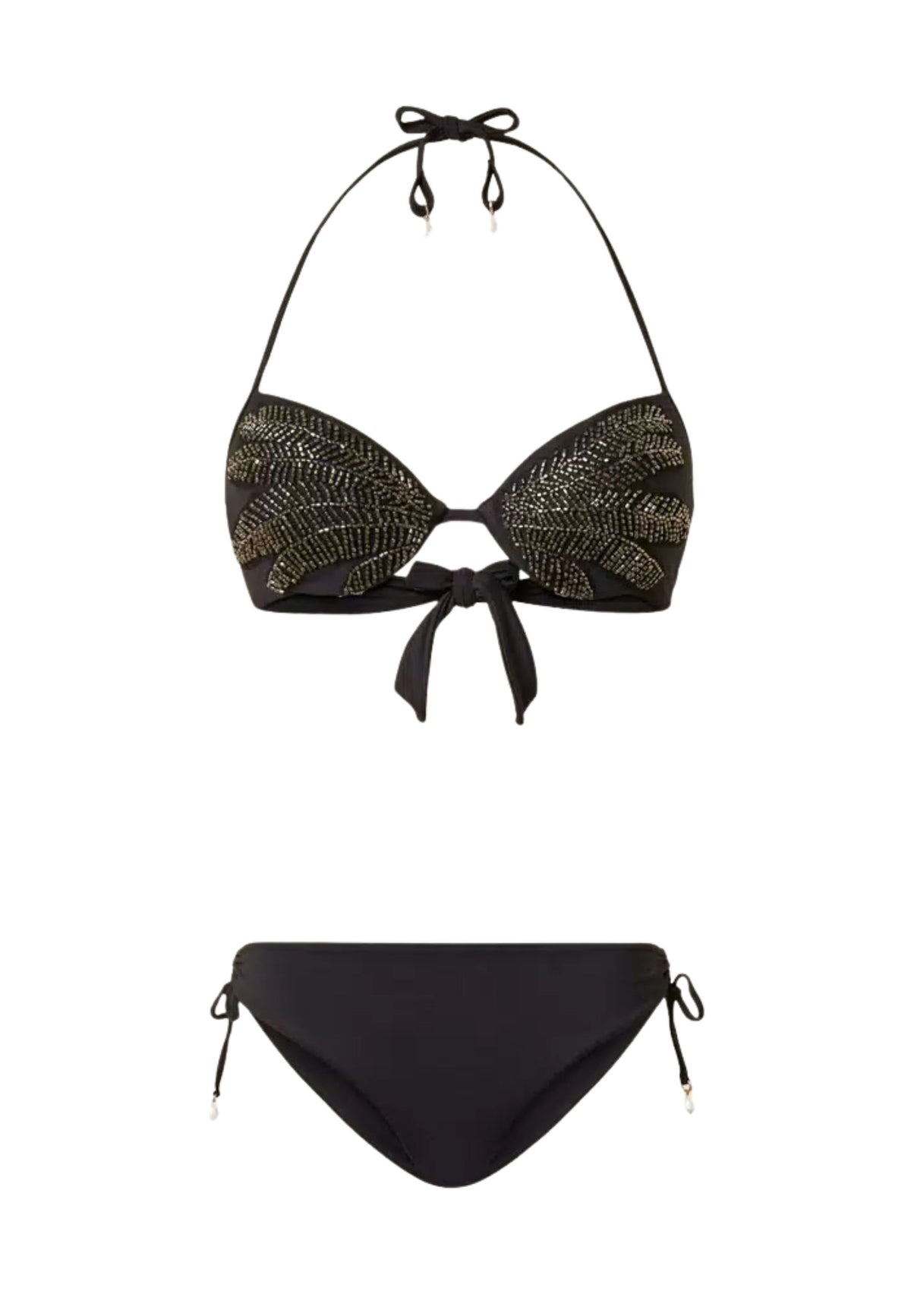 Bikini Push-Up con Ricamo Gioiello e Slip Regolabile