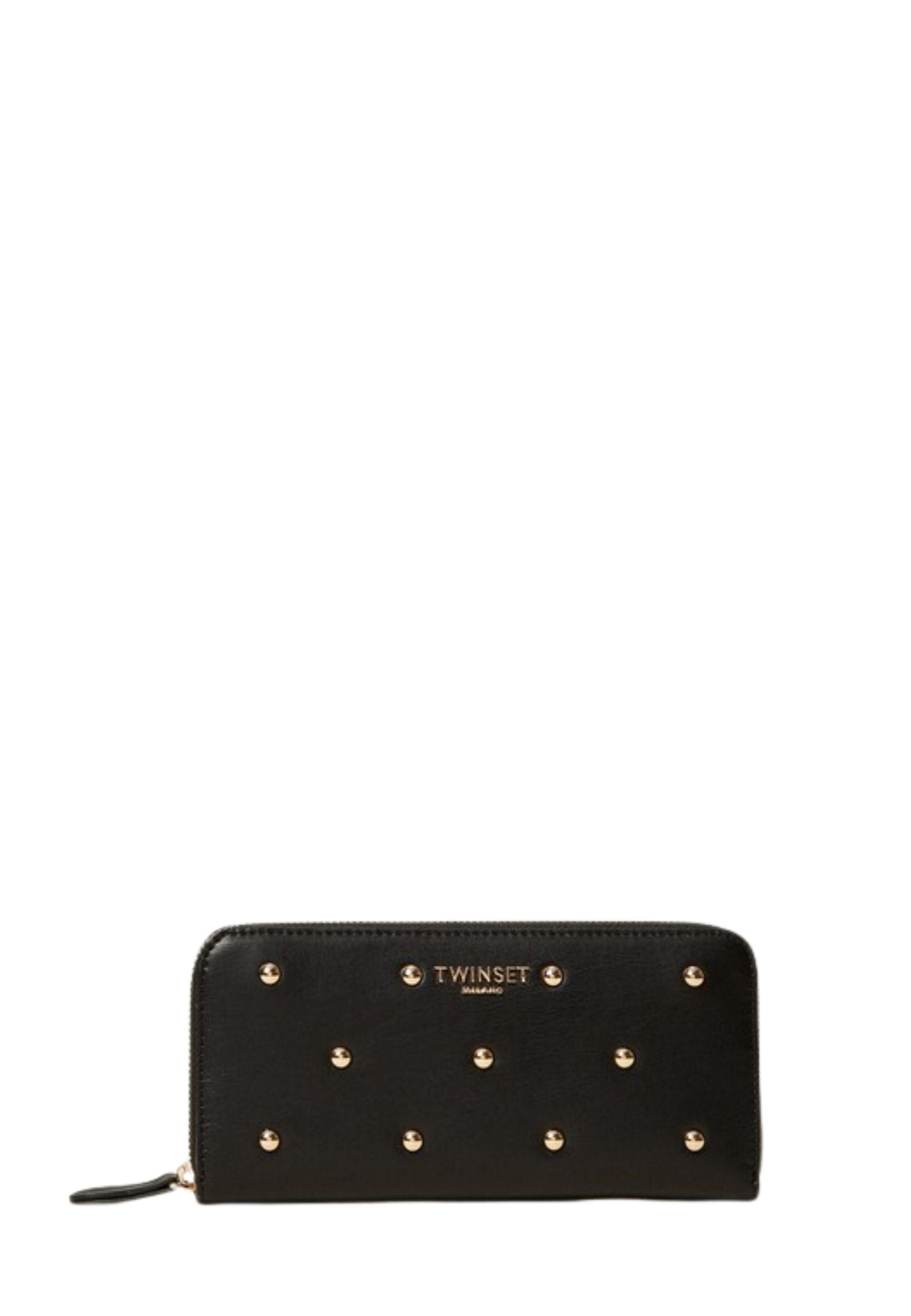 Portafoglio Zip Around con Borchie Oro