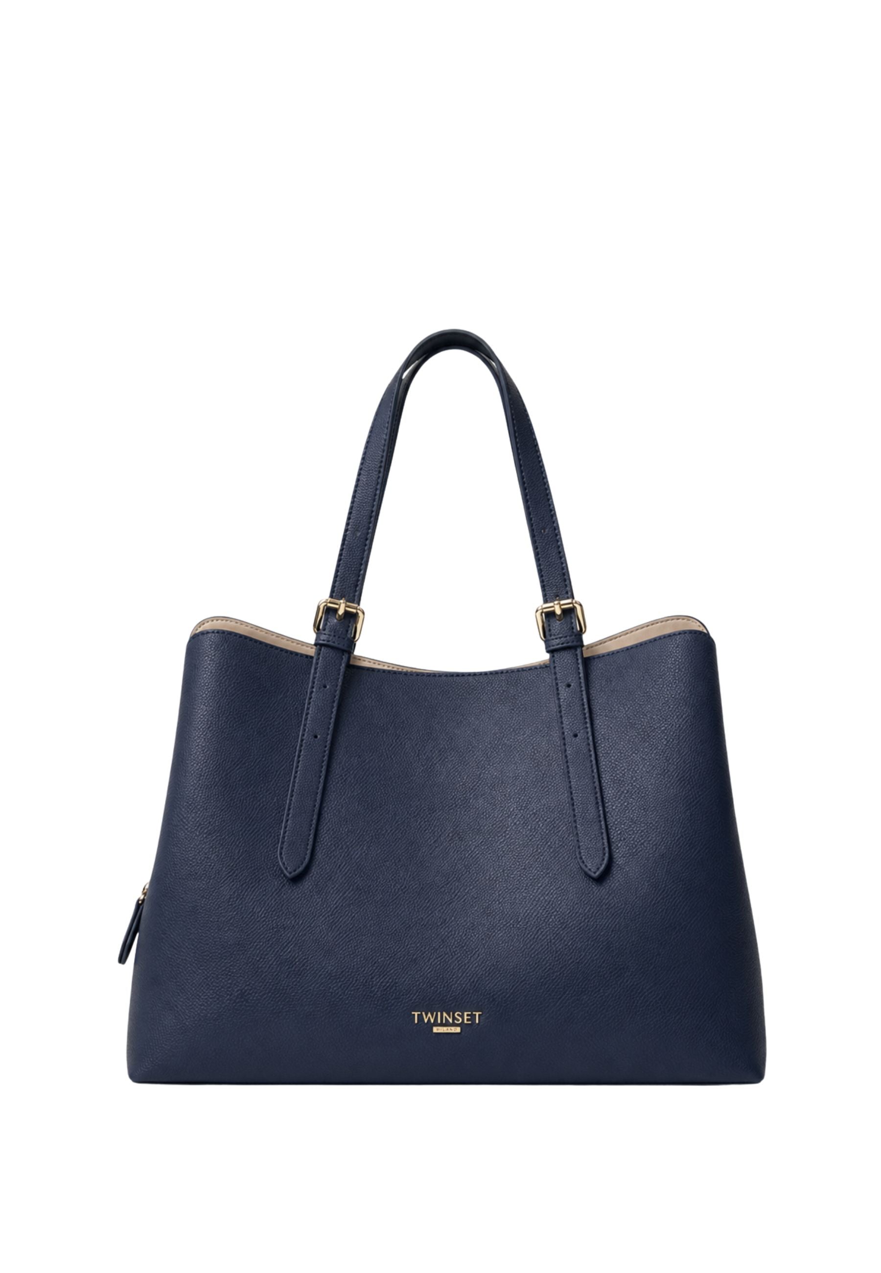 Twinset Borsa Tote Effetto Pelle Martellata Blu