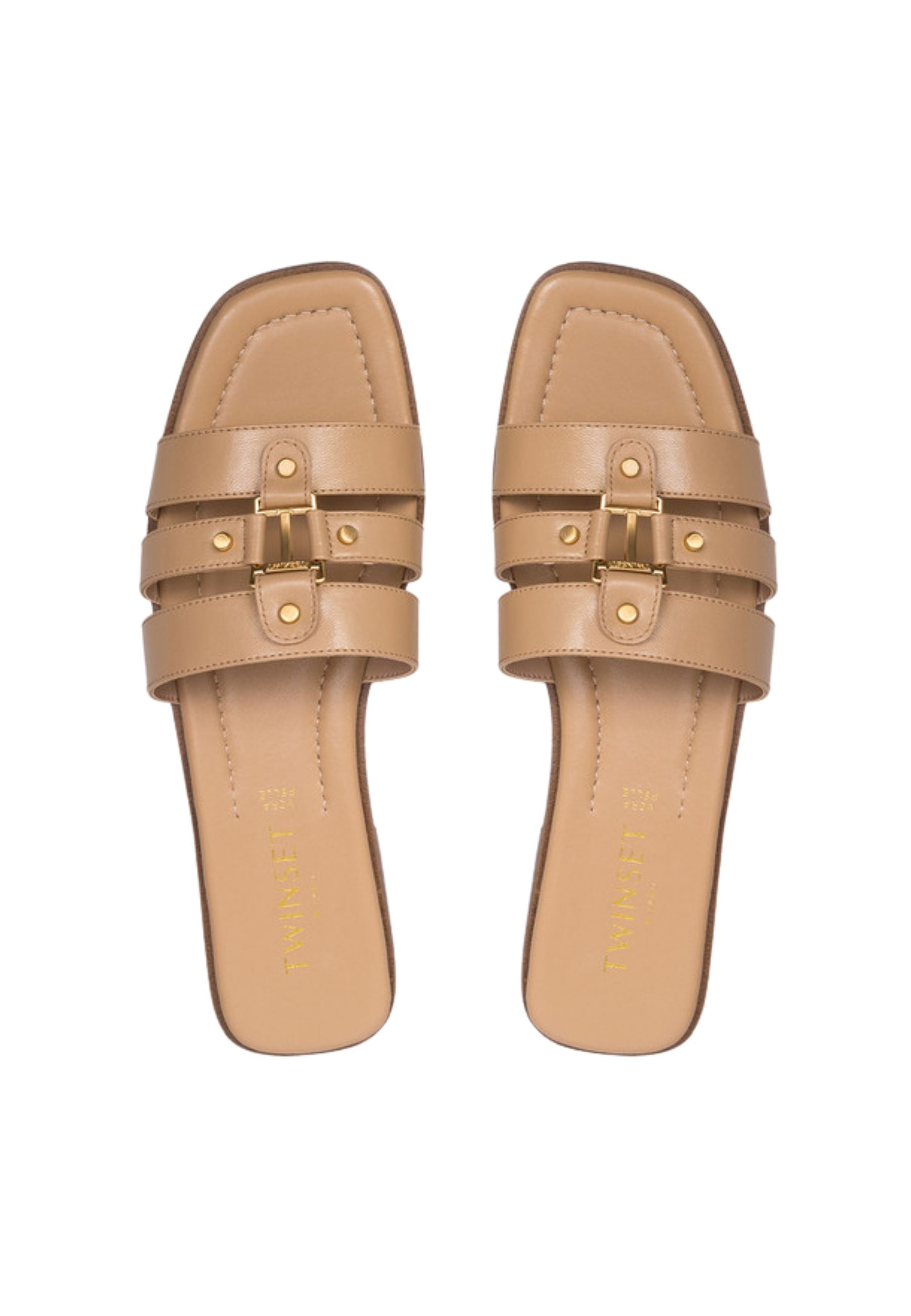 Sandali slide in pelle con logo