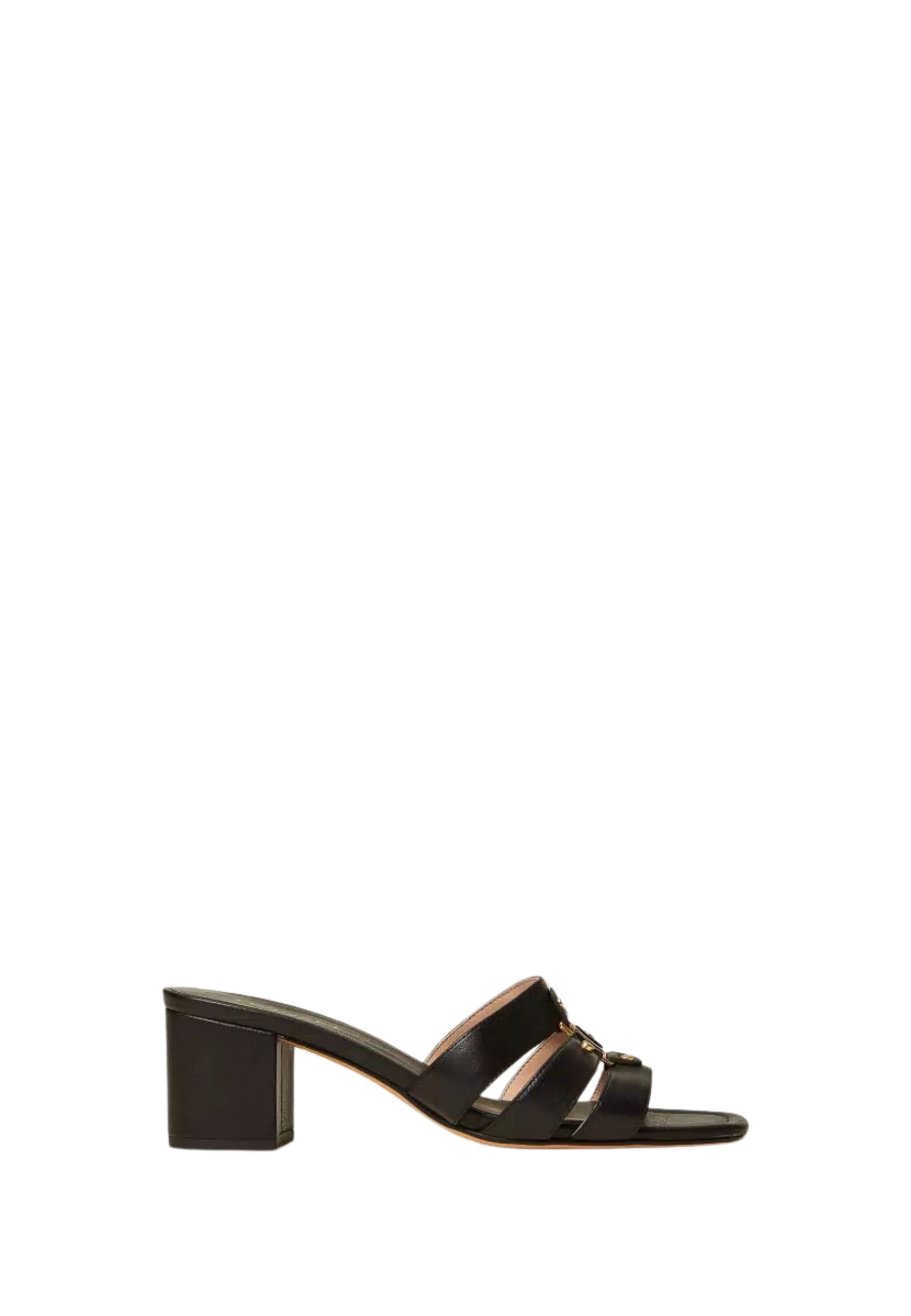 Sandali mules in pelle con logo
