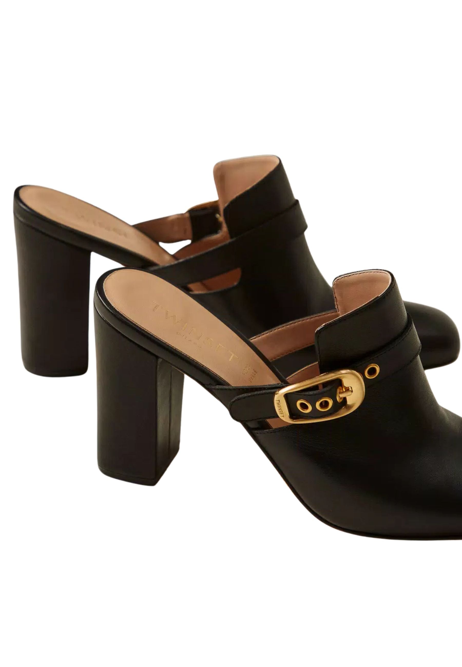 Scarpe mules in pelle con fibbia