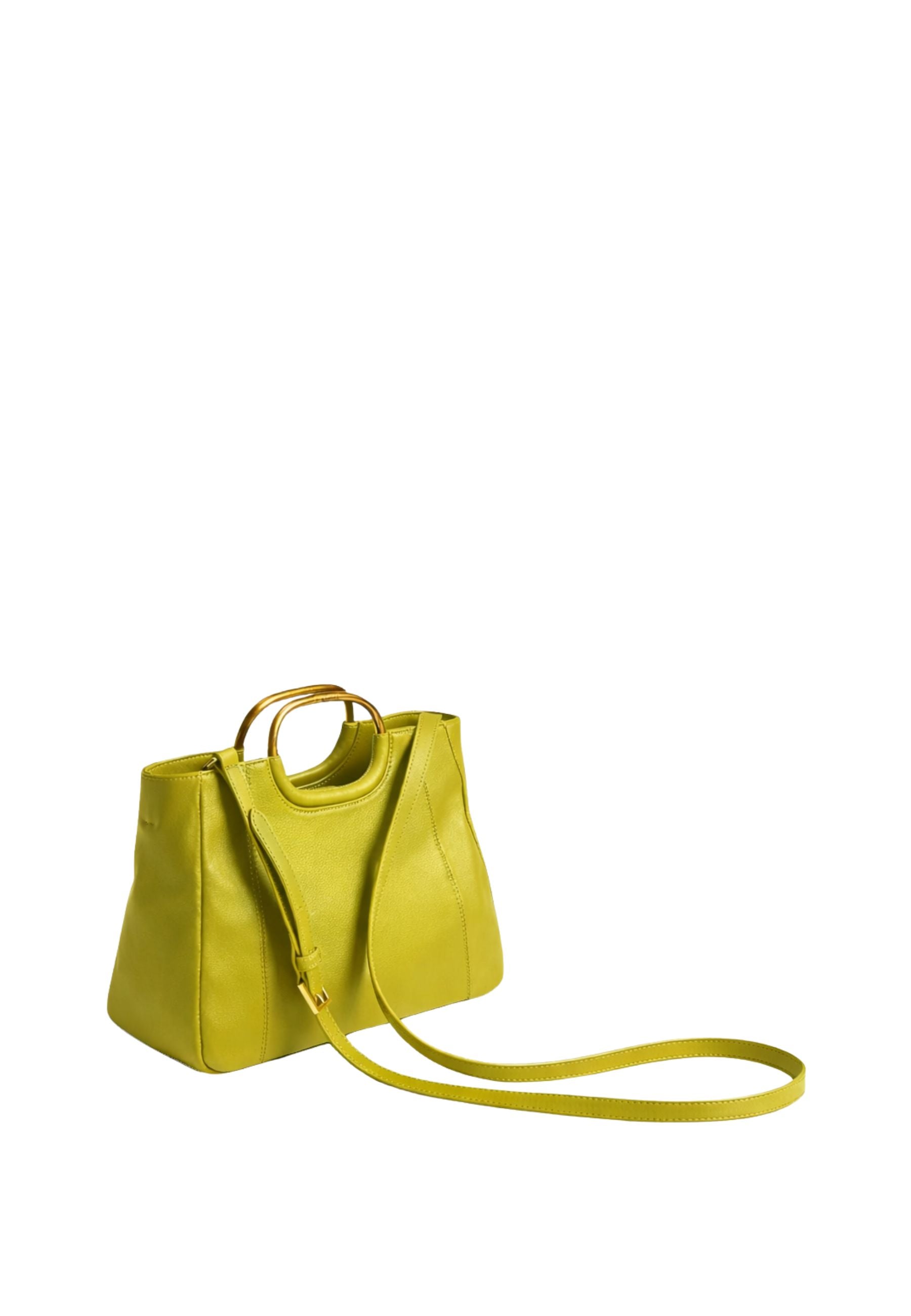 Borsa shopper in pelle con manici in metallo