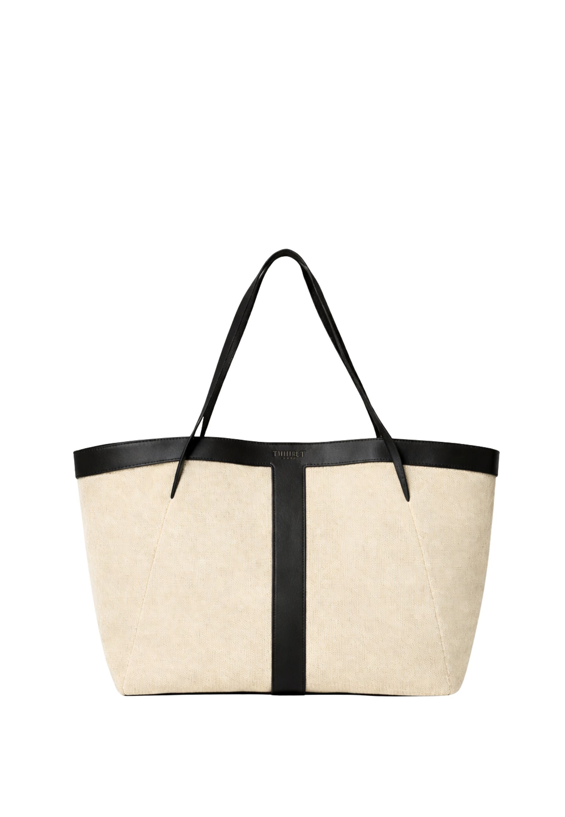Borsa shopper in canvas e pelle