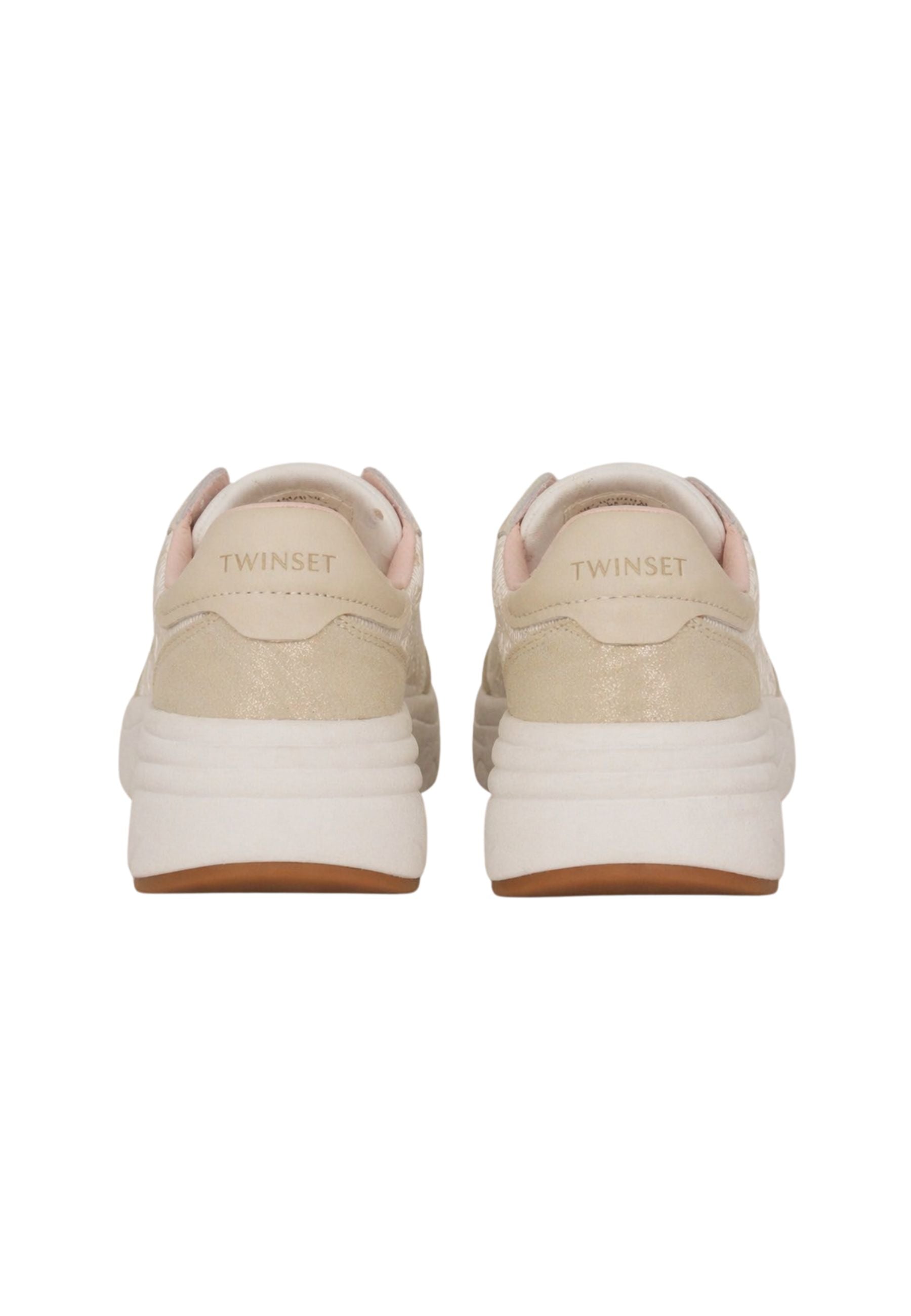 Sneakers Twinset in tessuto con ricamo floreale
