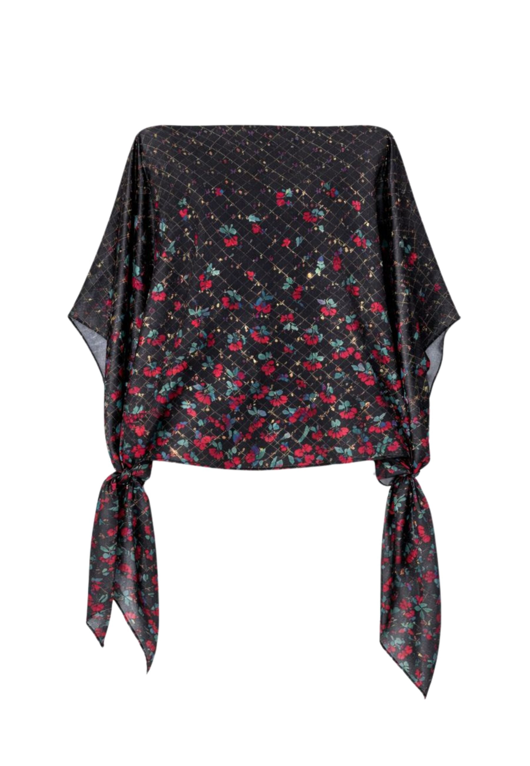 Poncho Twinset stampa Wildflowers nero