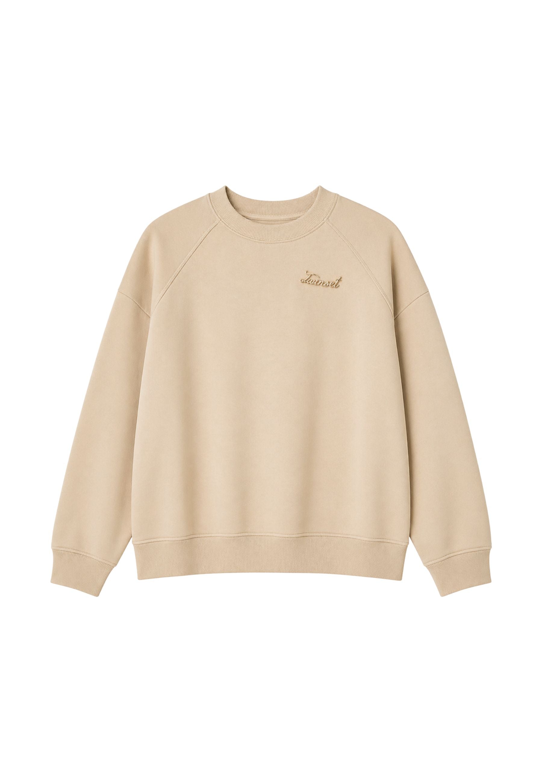 Twinset Felpa in Cotone Beige - Vestibilità Over<BR/>