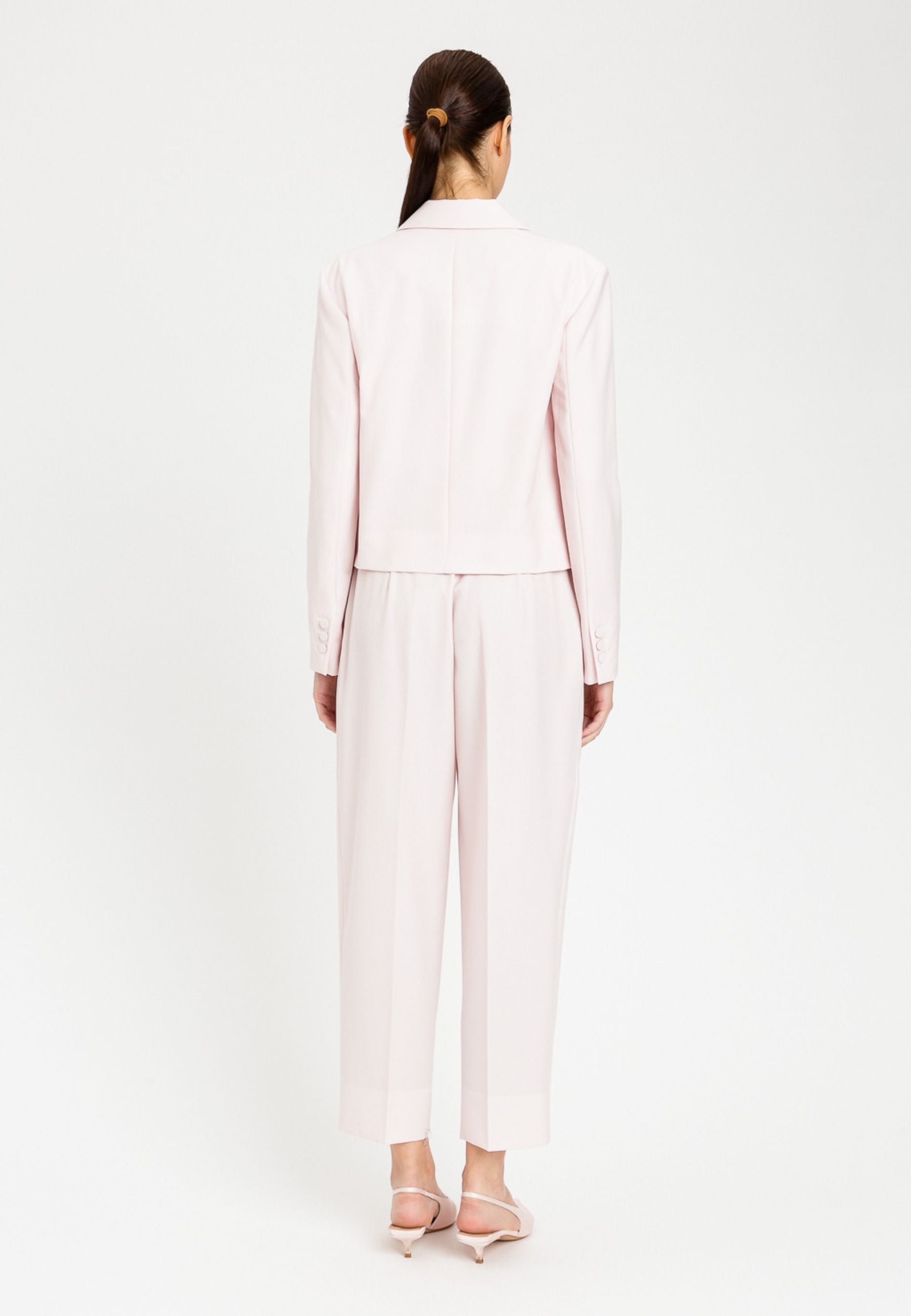 Pantaloni cropped in fresco di misto lana