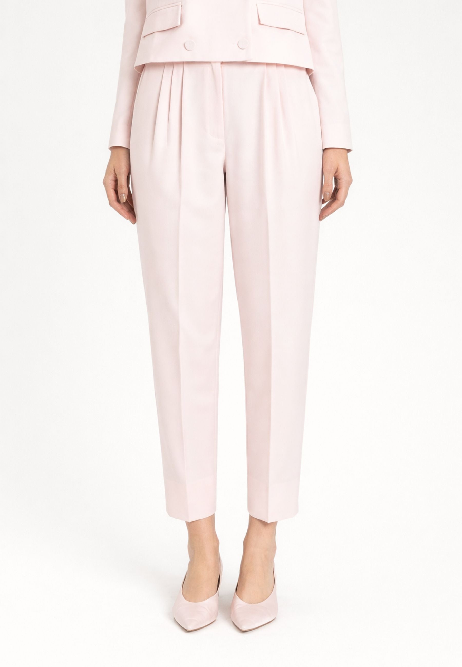 Pantaloni cropped in fresco di misto lana