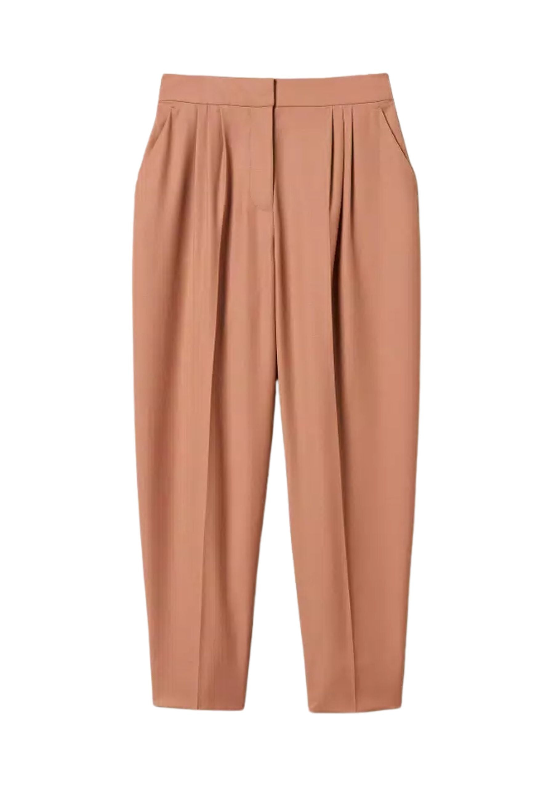 Pantaloni cropped in fresco di misto lana