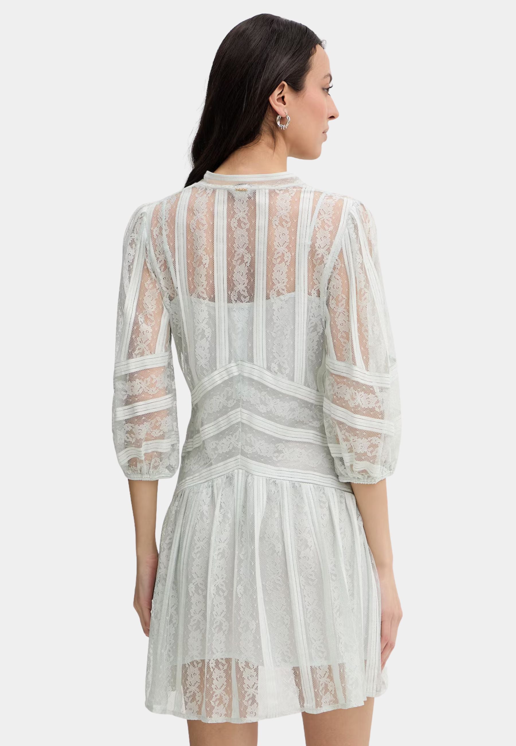 Abito corto in pizzo a righe