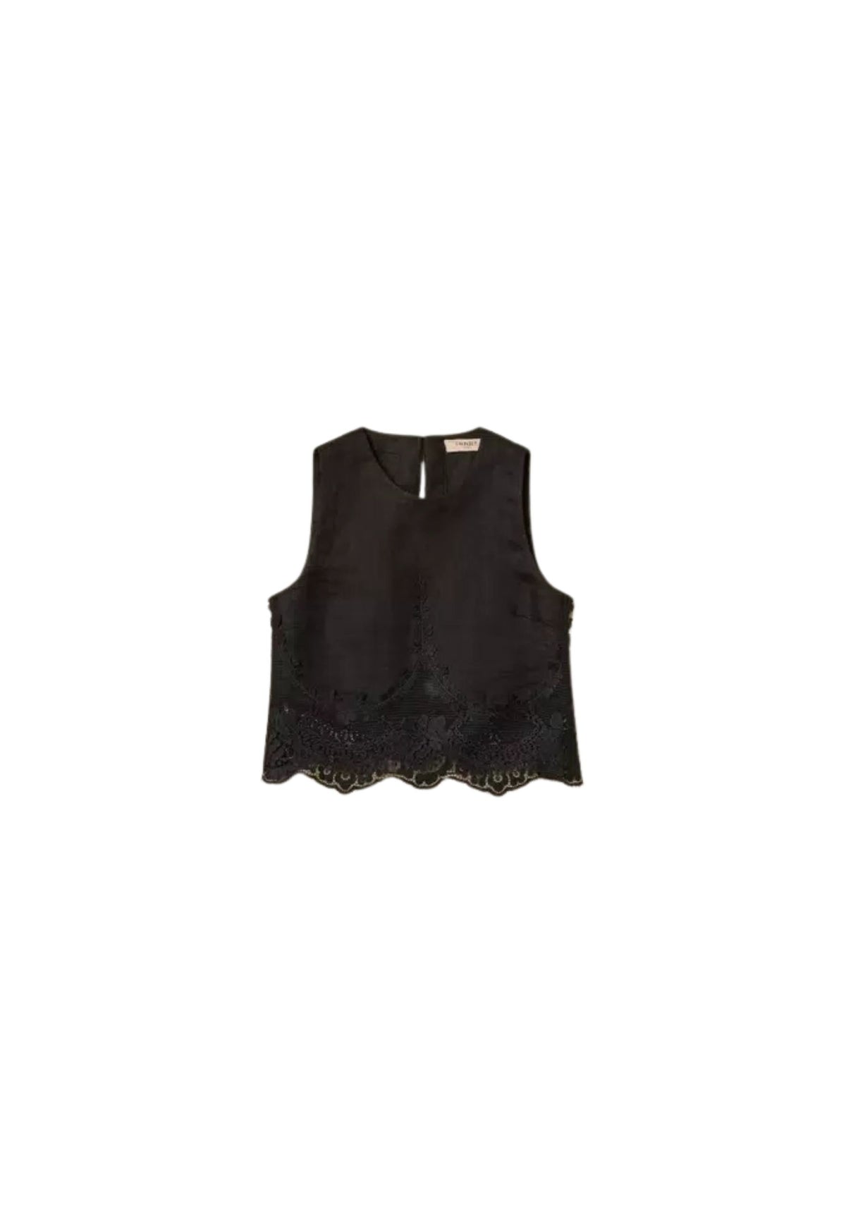 Twinset - Top in lino con pizzo intarsiato