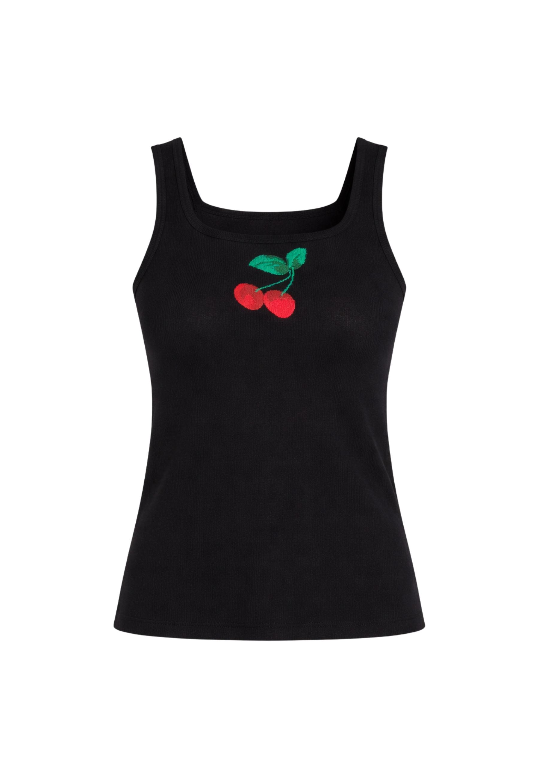 Top con Ricamo Ciliegie