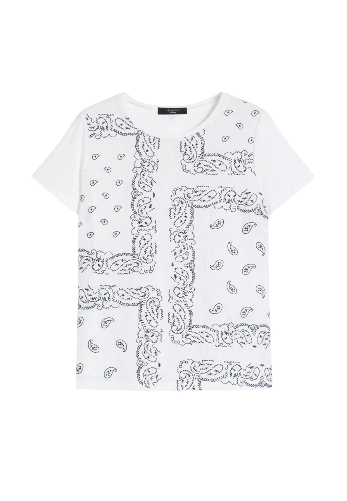 Weekend Max Mara - T-shirt in lino ricamato e jersey di cotone stretch