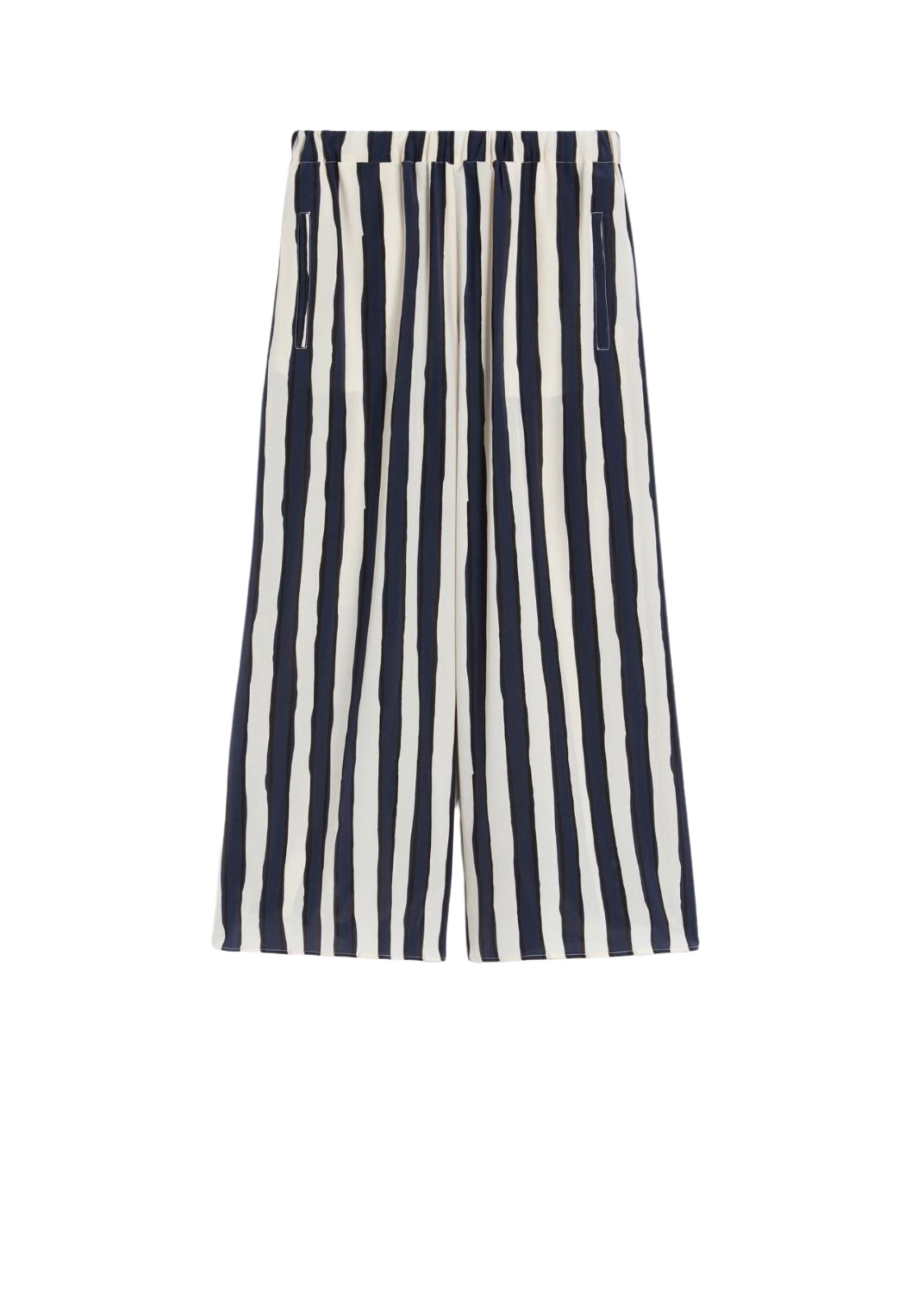 Pantalone in crêpe de Chine stampata - BLU