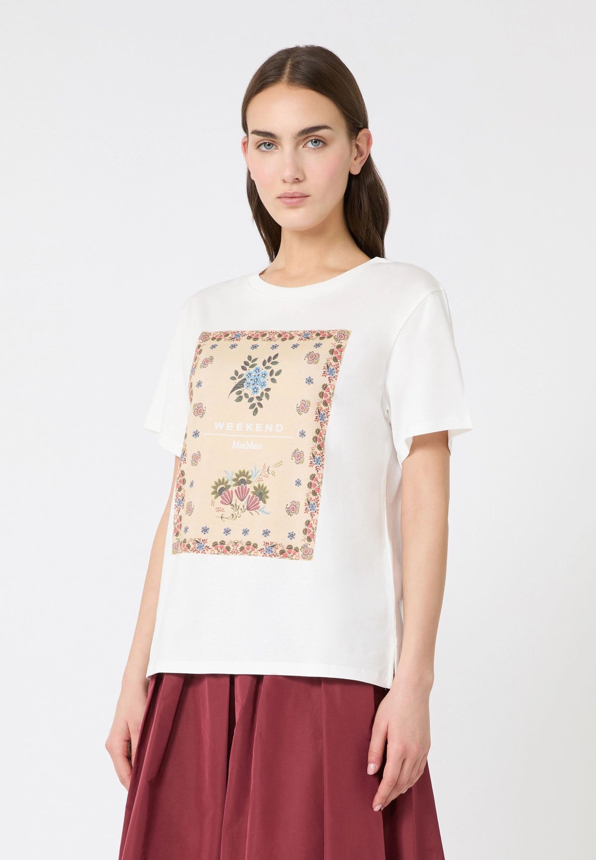 T-shirt in jersey di cotone con stampa frontale