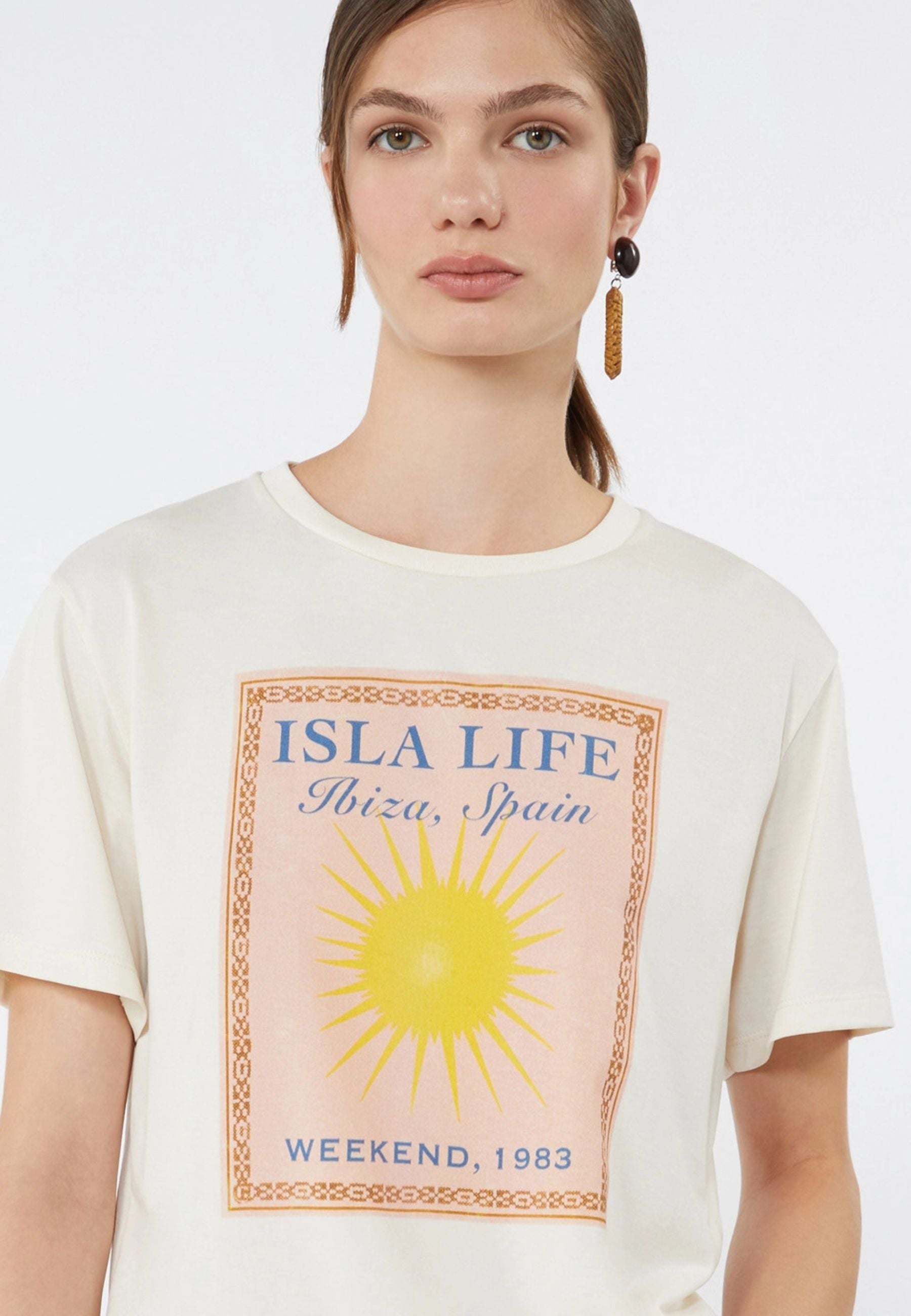 T-shirt in jersey di cotone con stampa frontale