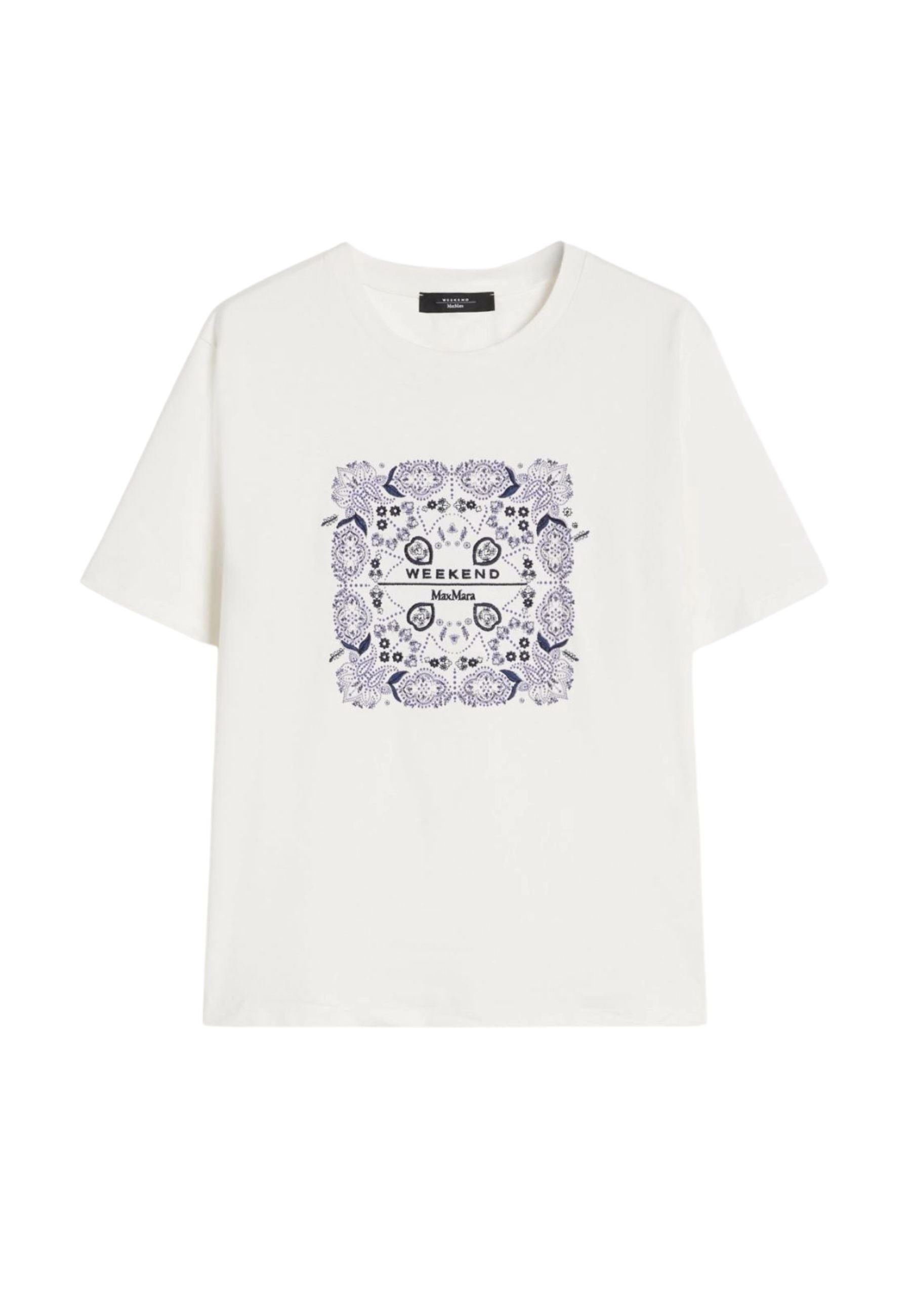 T-shirt in Cotone con Stampa e Ricami